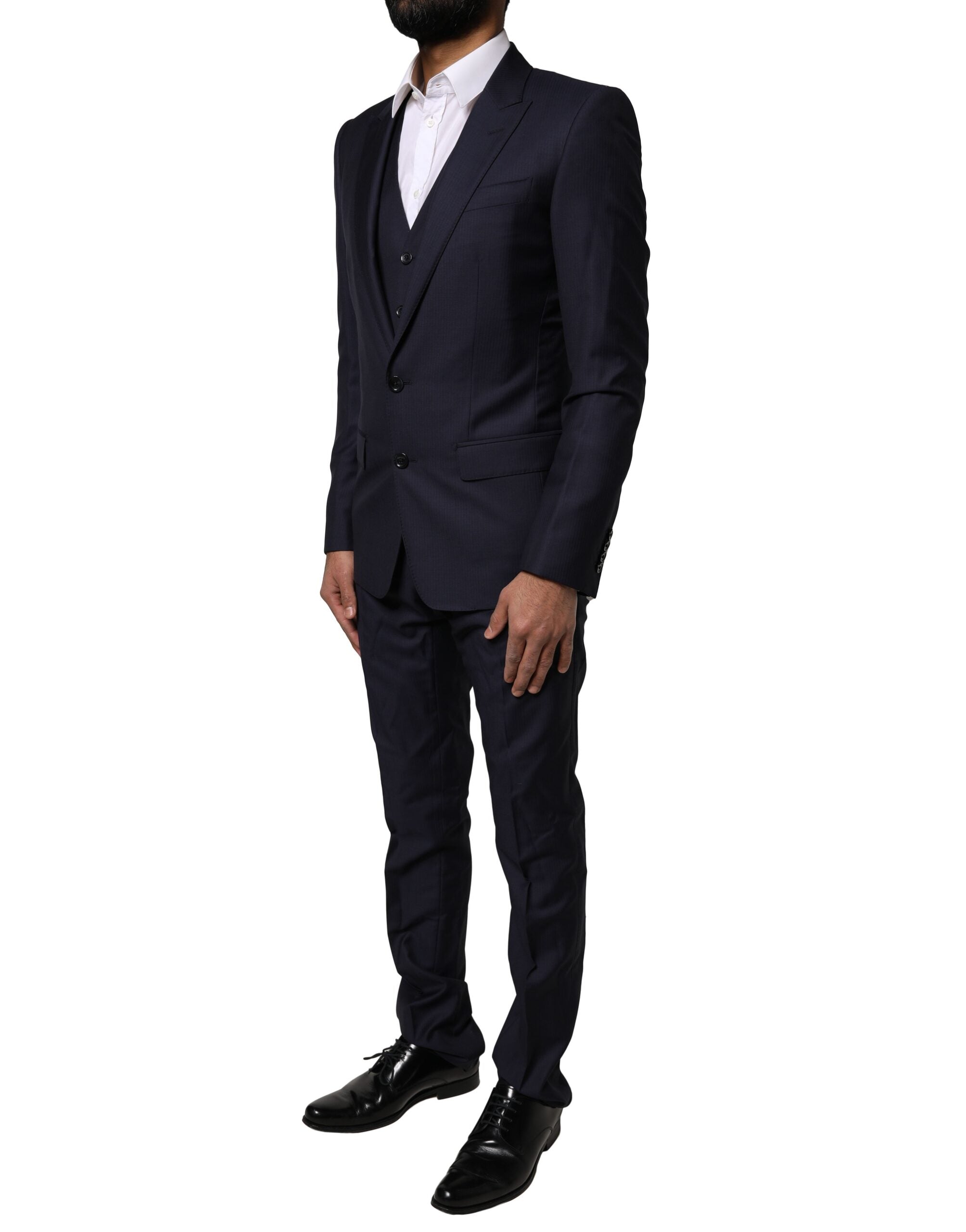 Dolce & Gabbana Blauer MARTINI-Wollanzug, 3-teilig, formeller Herrenanzug