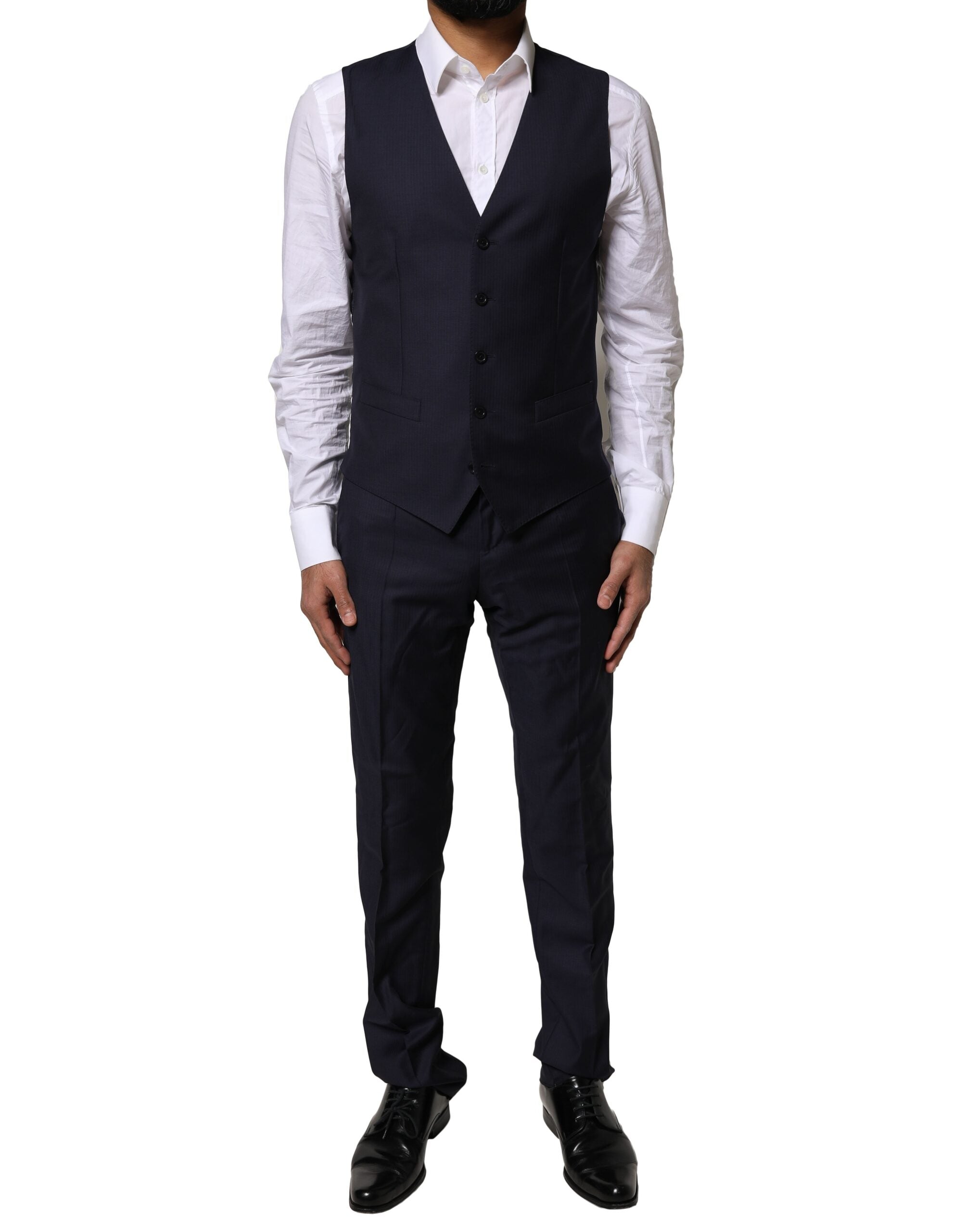 Dolce & Gabbana Blauer MARTINI-Wollanzug, 3-teilig, formeller Herrenanzug