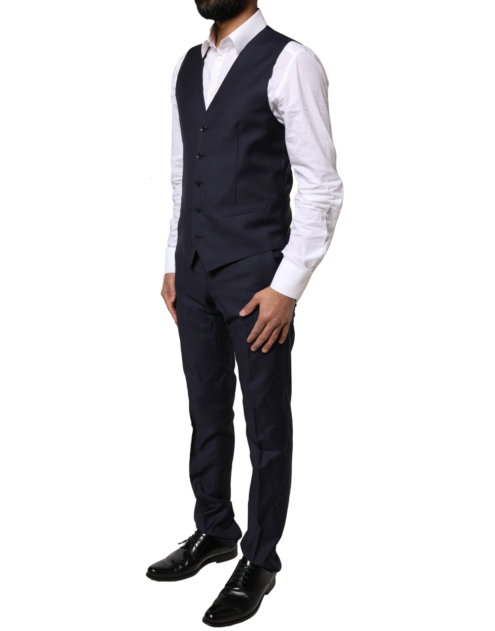 Dolce & Gabbana Blauer MARTINI-Wollanzug, 3-teilig, formeller Herrenanzug