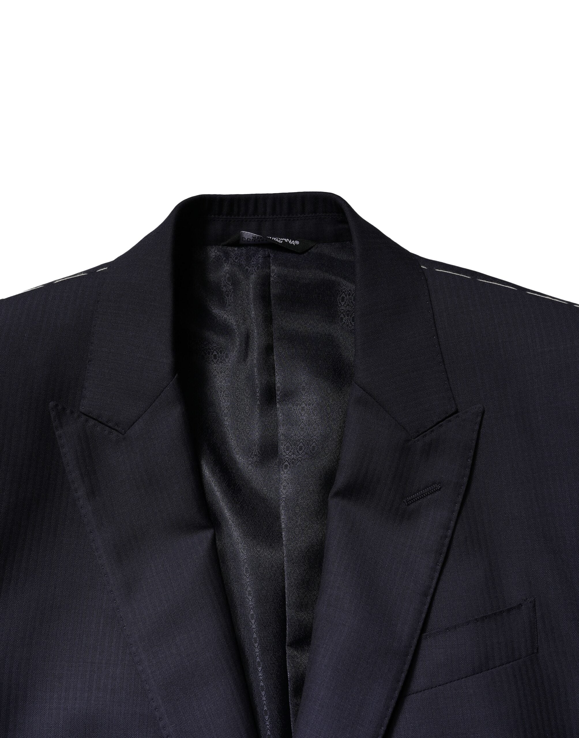 Dolce & Gabbana Blauer MARTINI-Wollanzug, 3-teilig, formeller Herrenanzug