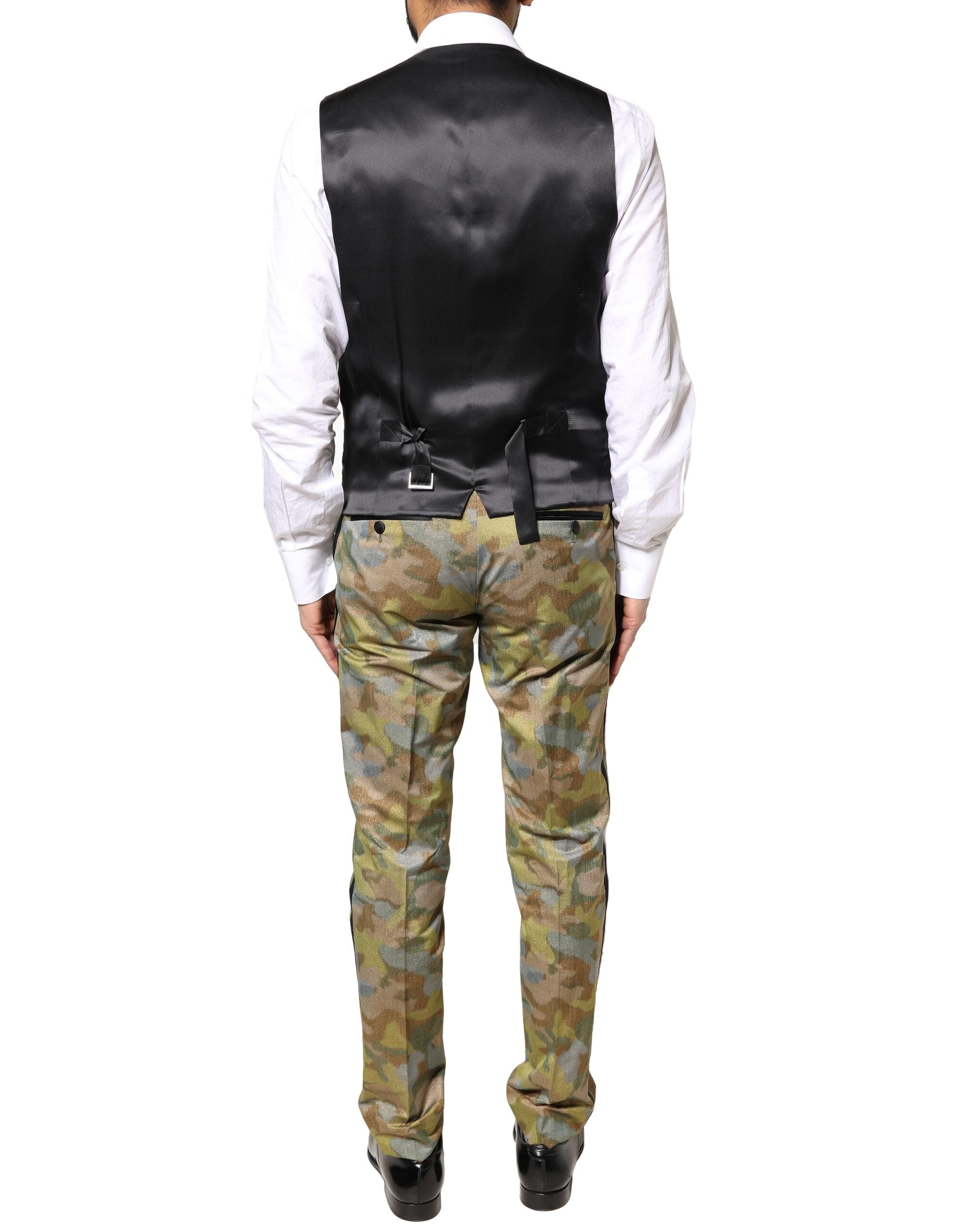 Dolce & Gabbana 3-teiliger mehrfarbiger Camouflage-Anzug „SICILIA“.