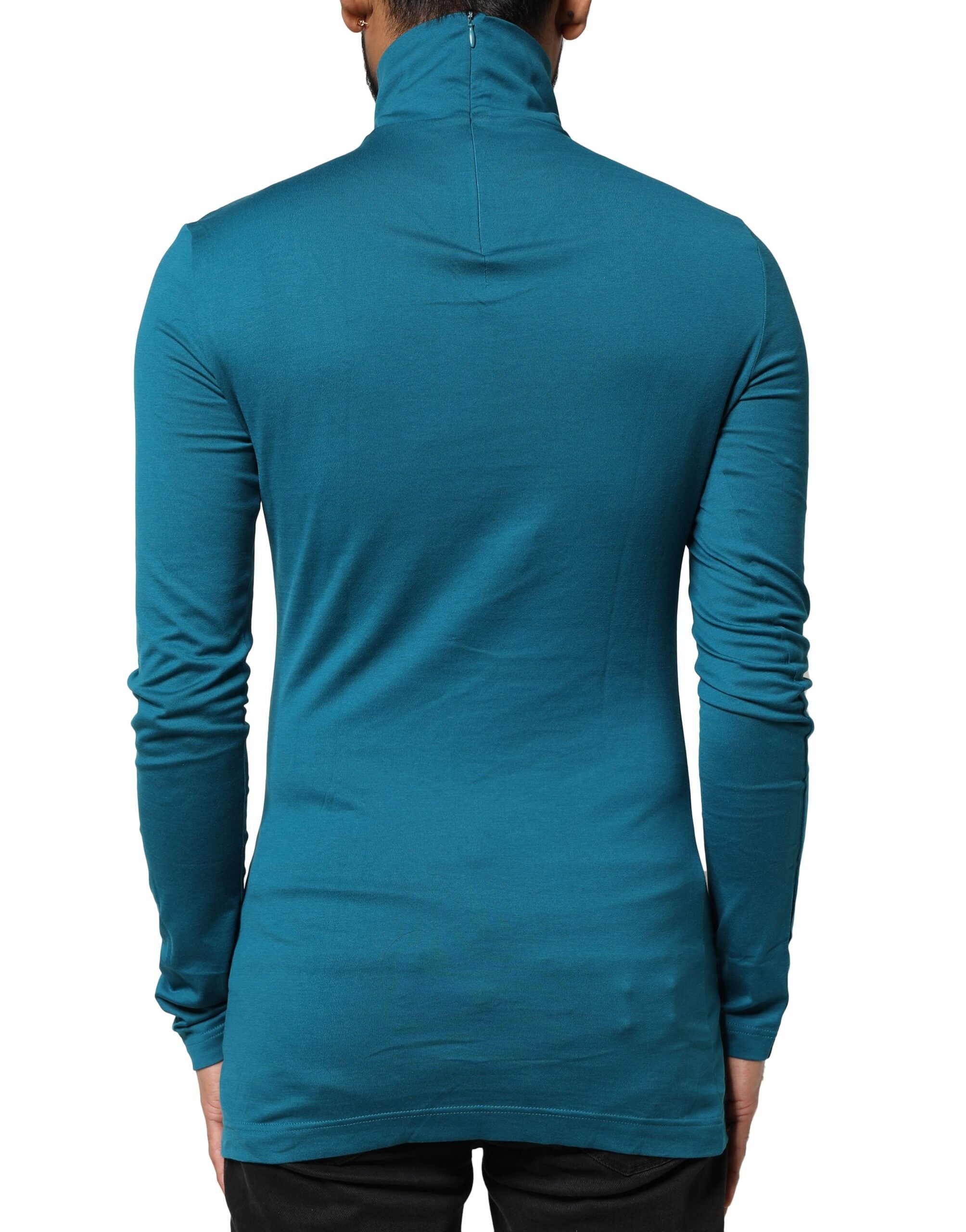 Dolce & Gabbana – Blauer Rollkragenpullover aus Baumwolle mit langen Ärmeln