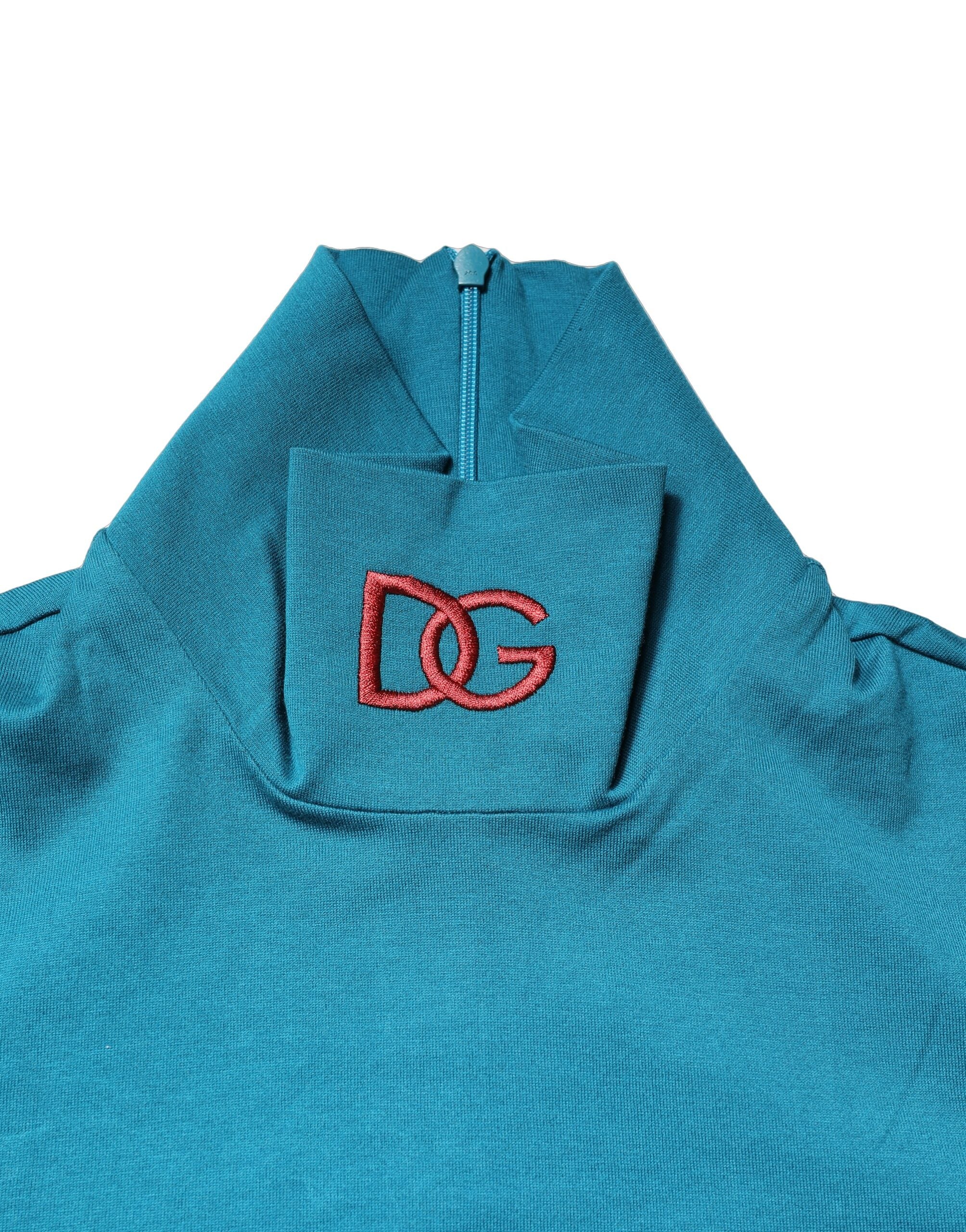 Dolce & Gabbana – Blauer Rollkragenpullover aus Baumwolle mit langen Ärmeln