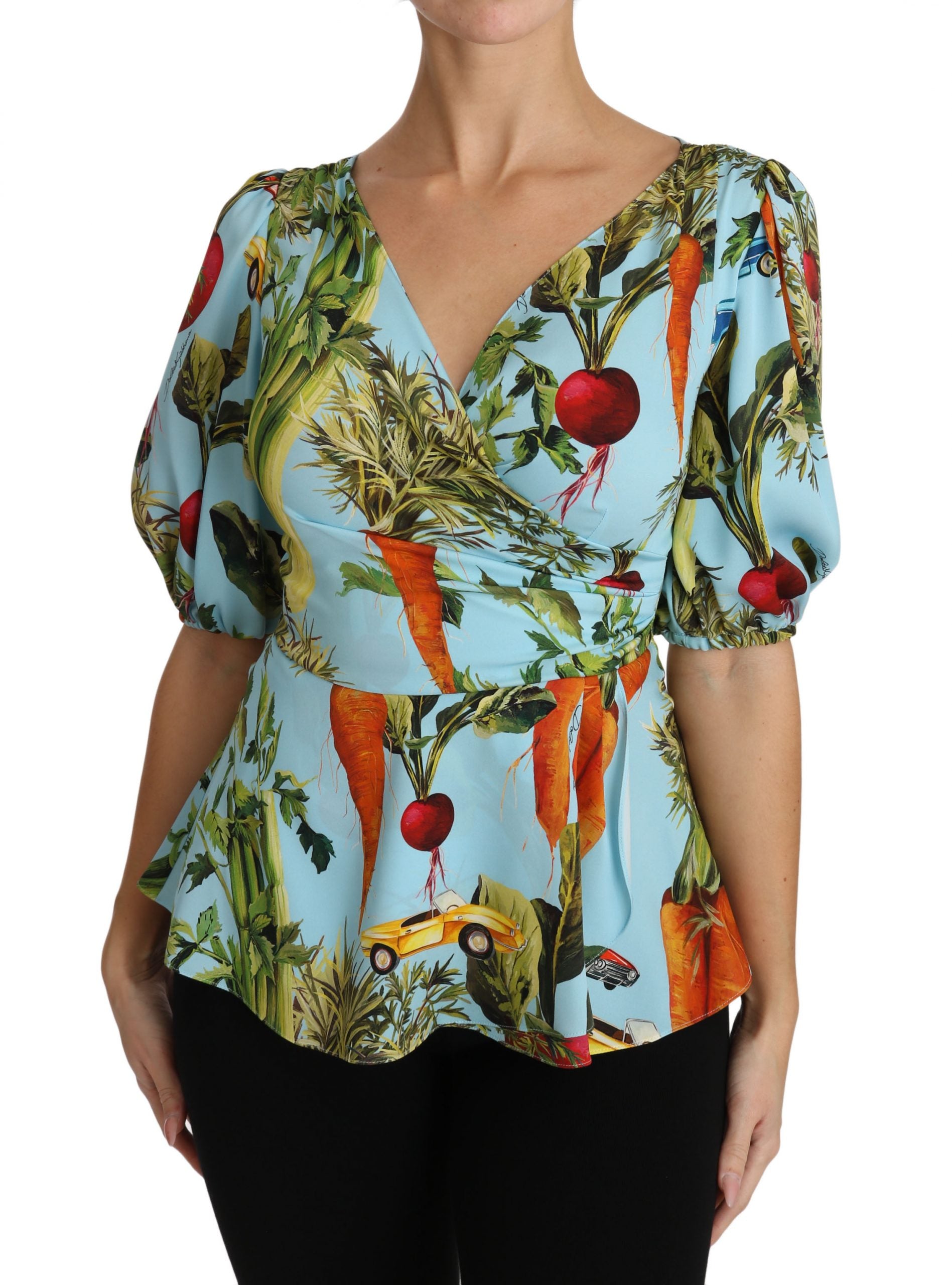 Bluză de mătase cu imprimeu vegetal Dolce & Gabbana Extravaganza