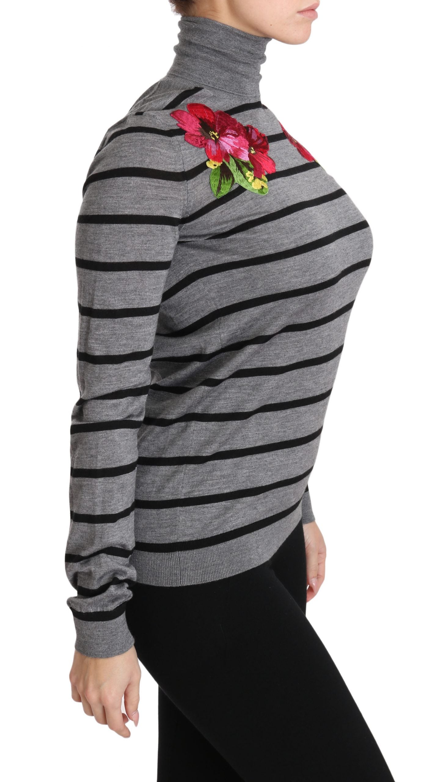 Dolce & Gabbana Eleganter bestickter Pullover aus Kaschmir-Seide