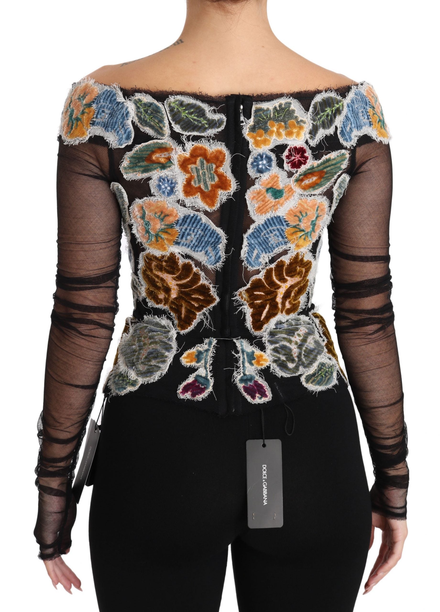 Dolce & Gabbana Bluză elegantă cu mânecă lungă și aplicații florale