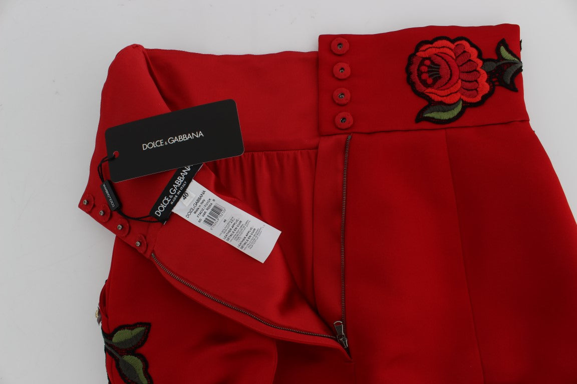 Pantaloni scurți eleganți din mătase cu talie înaltă, brodați, Dolce & Gabbana