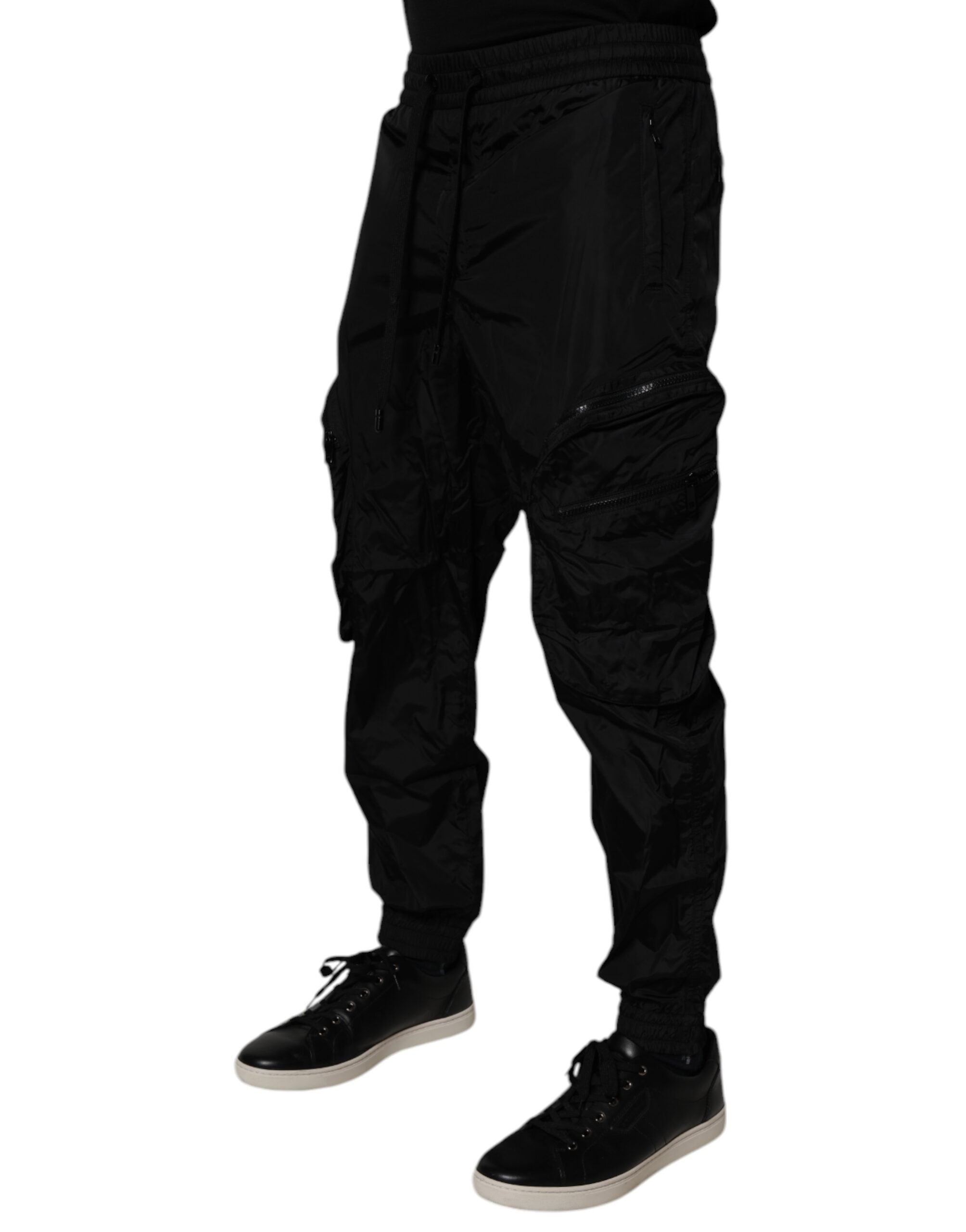 Dolce & Gabbana Schwarze Nylon Cargo Jogger Herren Jogginghose