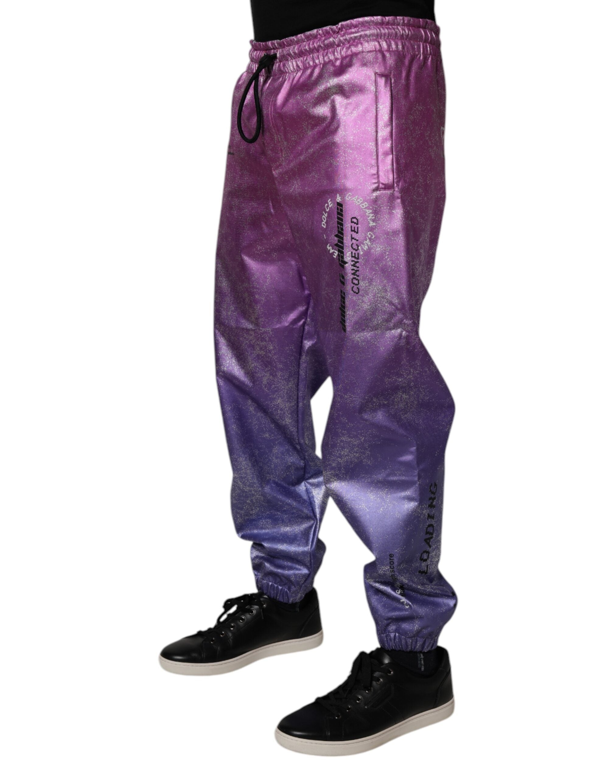 Pantaloni de trening Dolce & Gabbana roz violet în două tonuri
