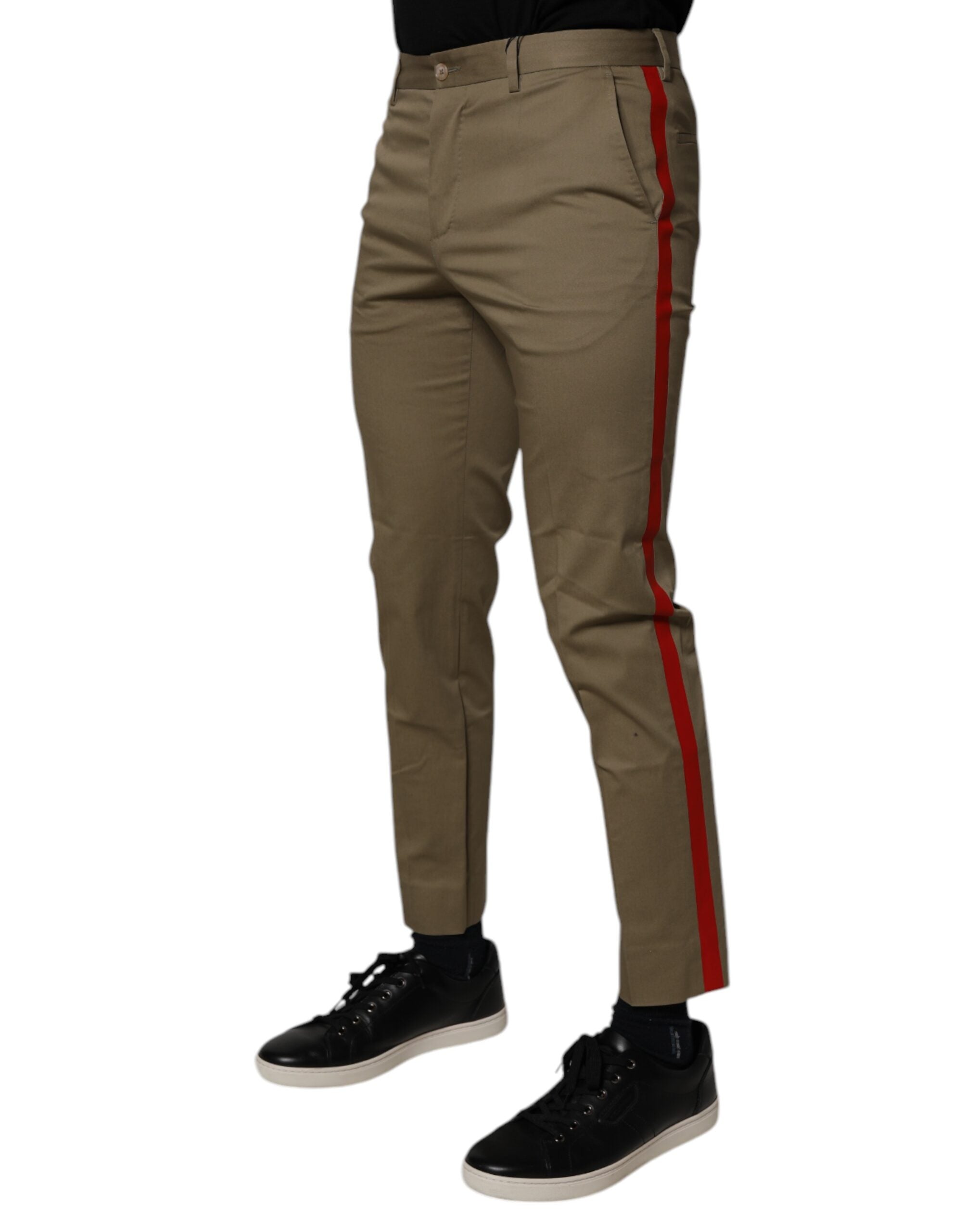 Pantaloni conici din bumbac kaki închis Dolce & Gabbana