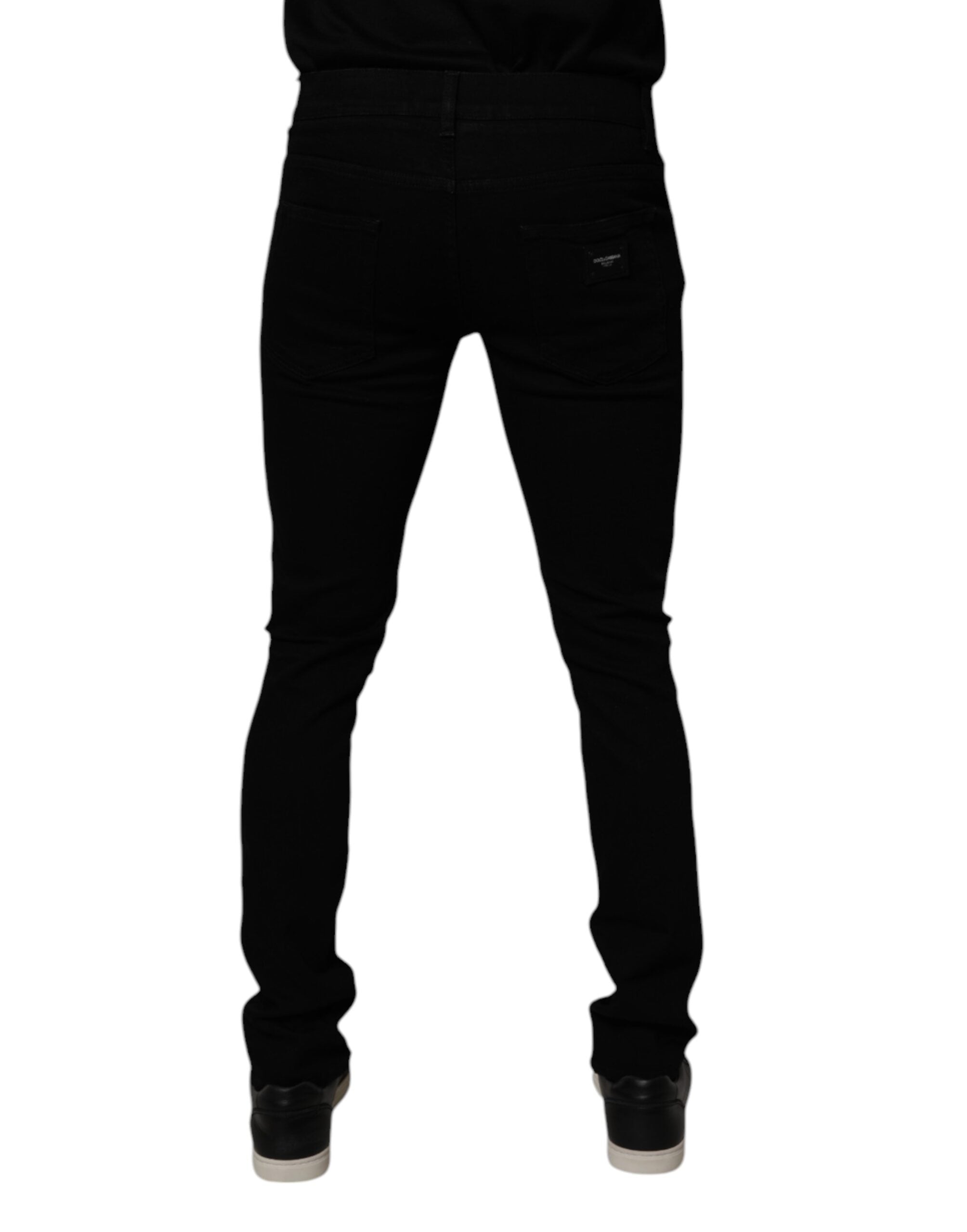Blugi skinny Dolce & Gabbana negri din bumbac elastic pentru bărbați