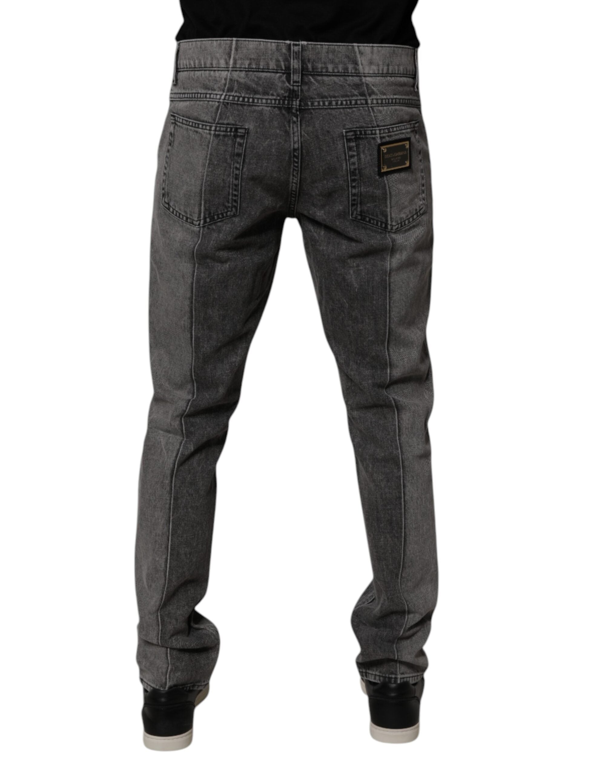 Dolce & Gabbana – Zweifarbige Jeans aus grauem Baumwolldenim