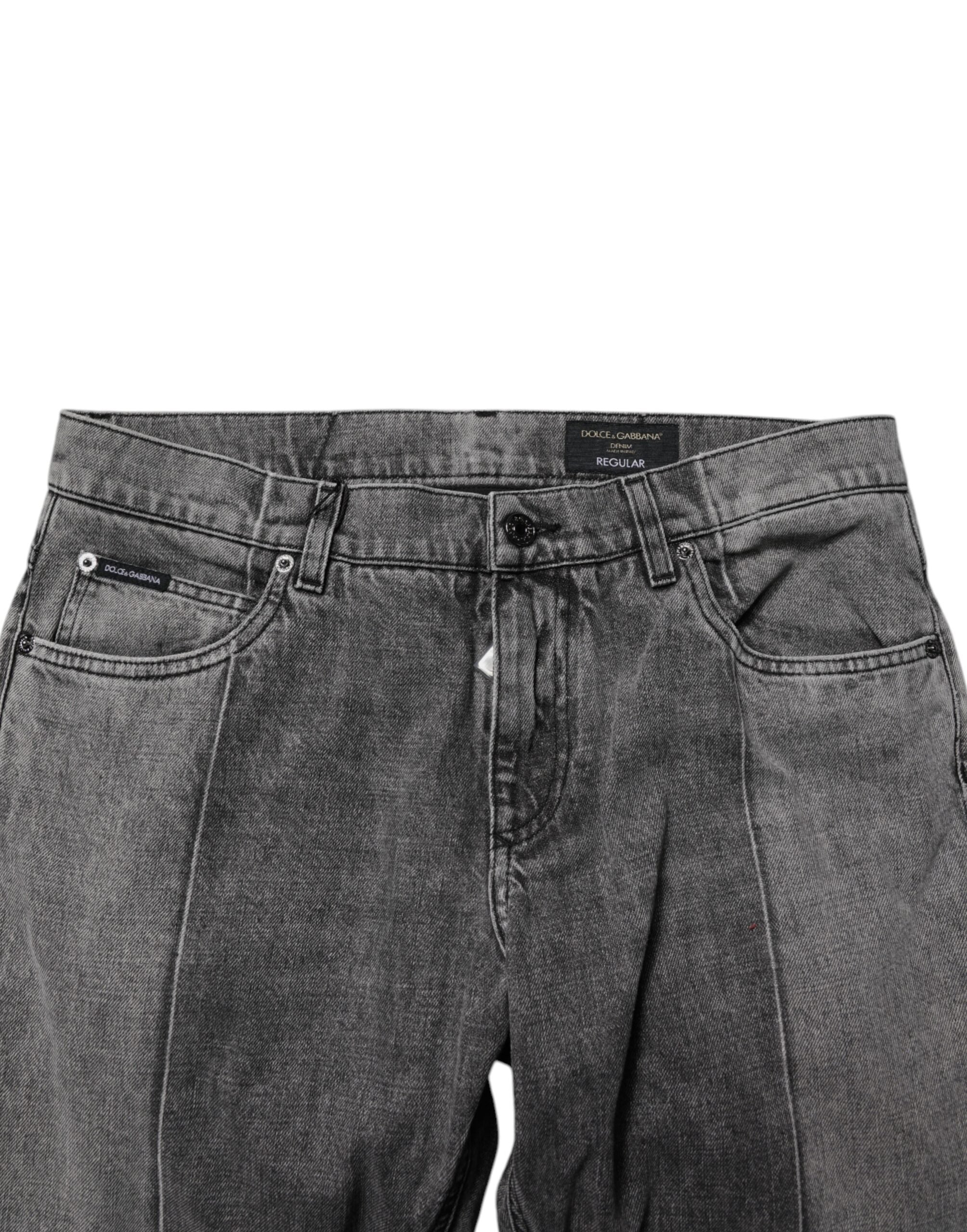 Dolce & Gabbana – Zweifarbige Jeans aus grauem Baumwolldenim