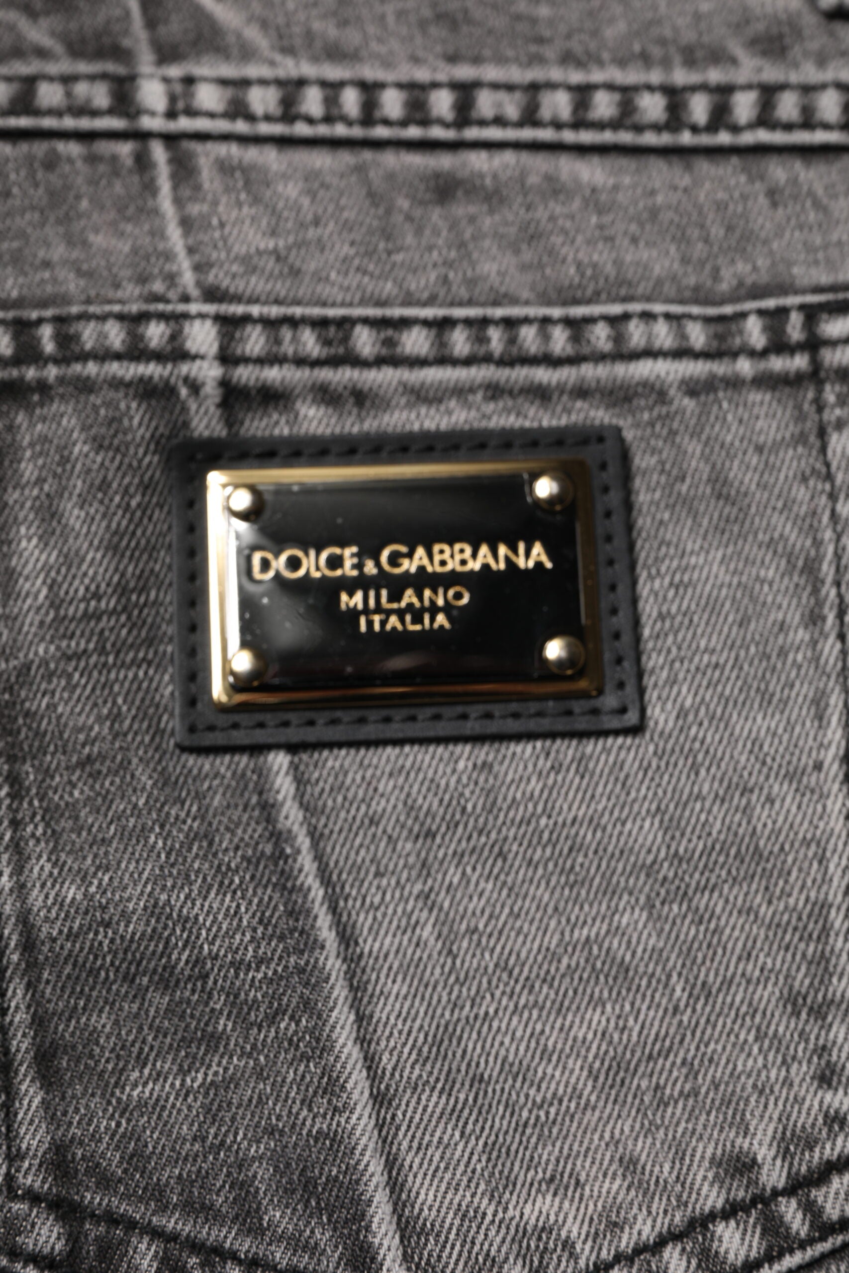 Dolce & Gabbana – Zweifarbige Jeans aus grauem Baumwolldenim