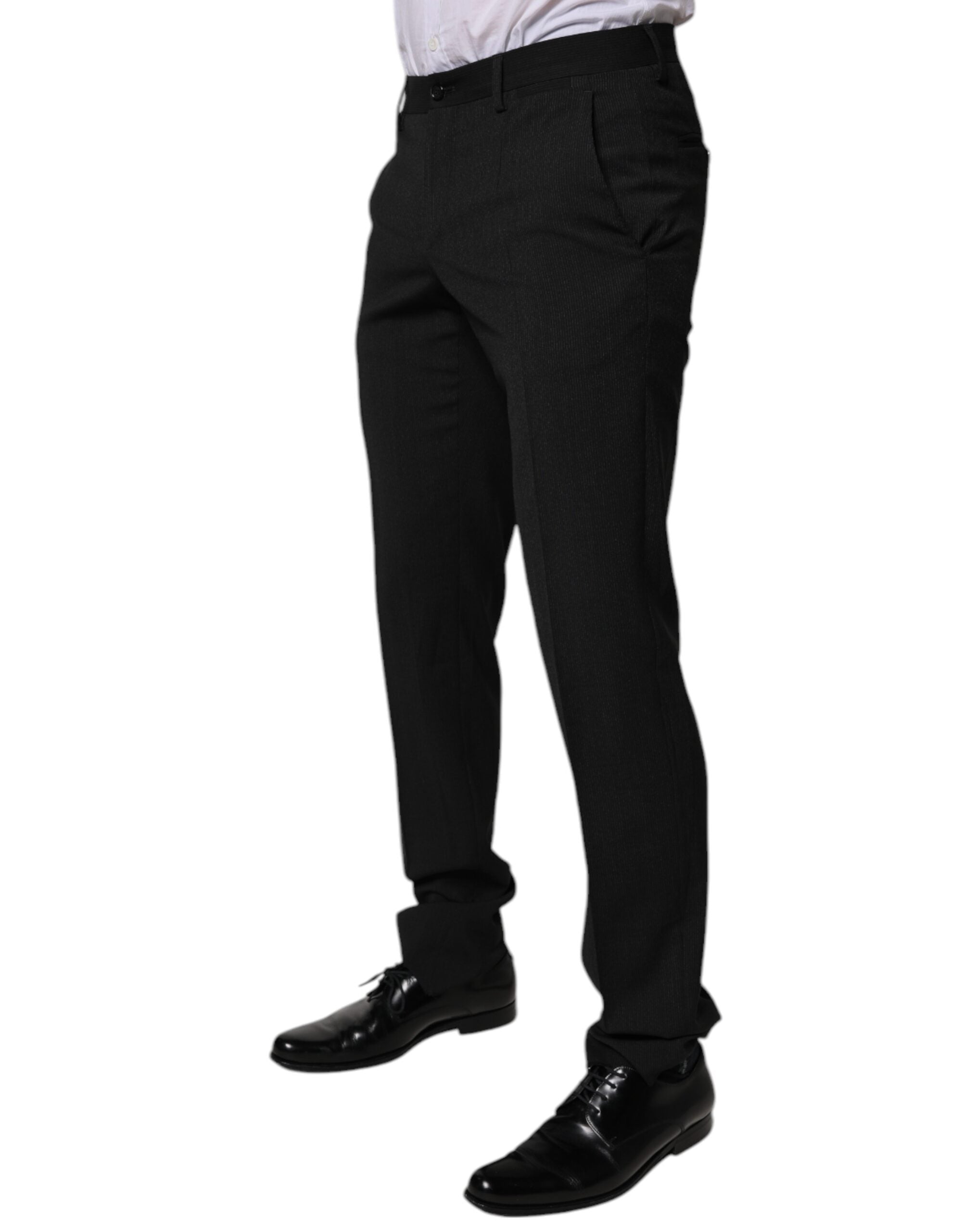 Dolce & Gabbana Schwarze, konisch zulaufende Anzughose aus Polyester für Herren