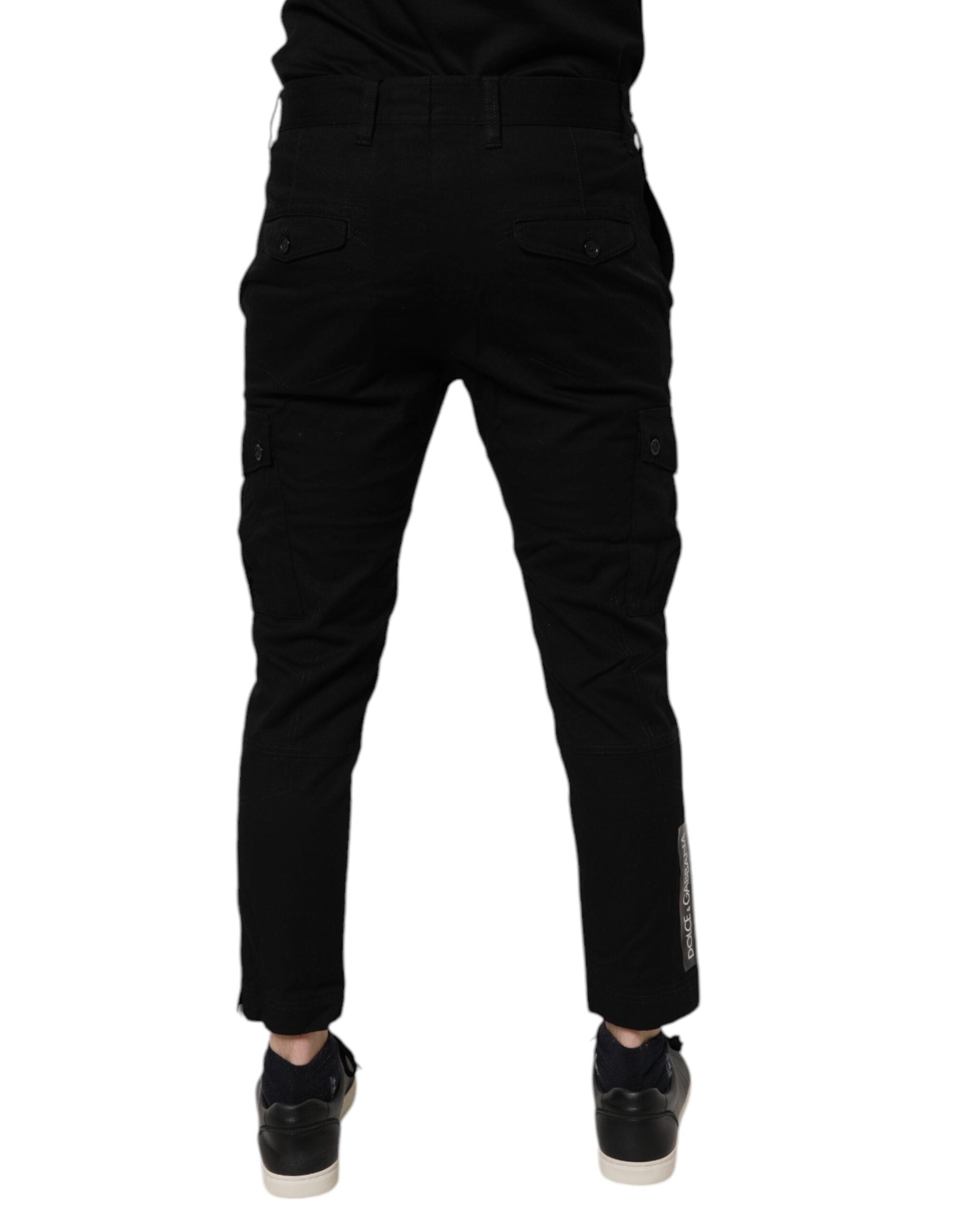Dolce & Gabbana – Schwarze Skinny-Cargo-Jeans aus Baumwollstretch
