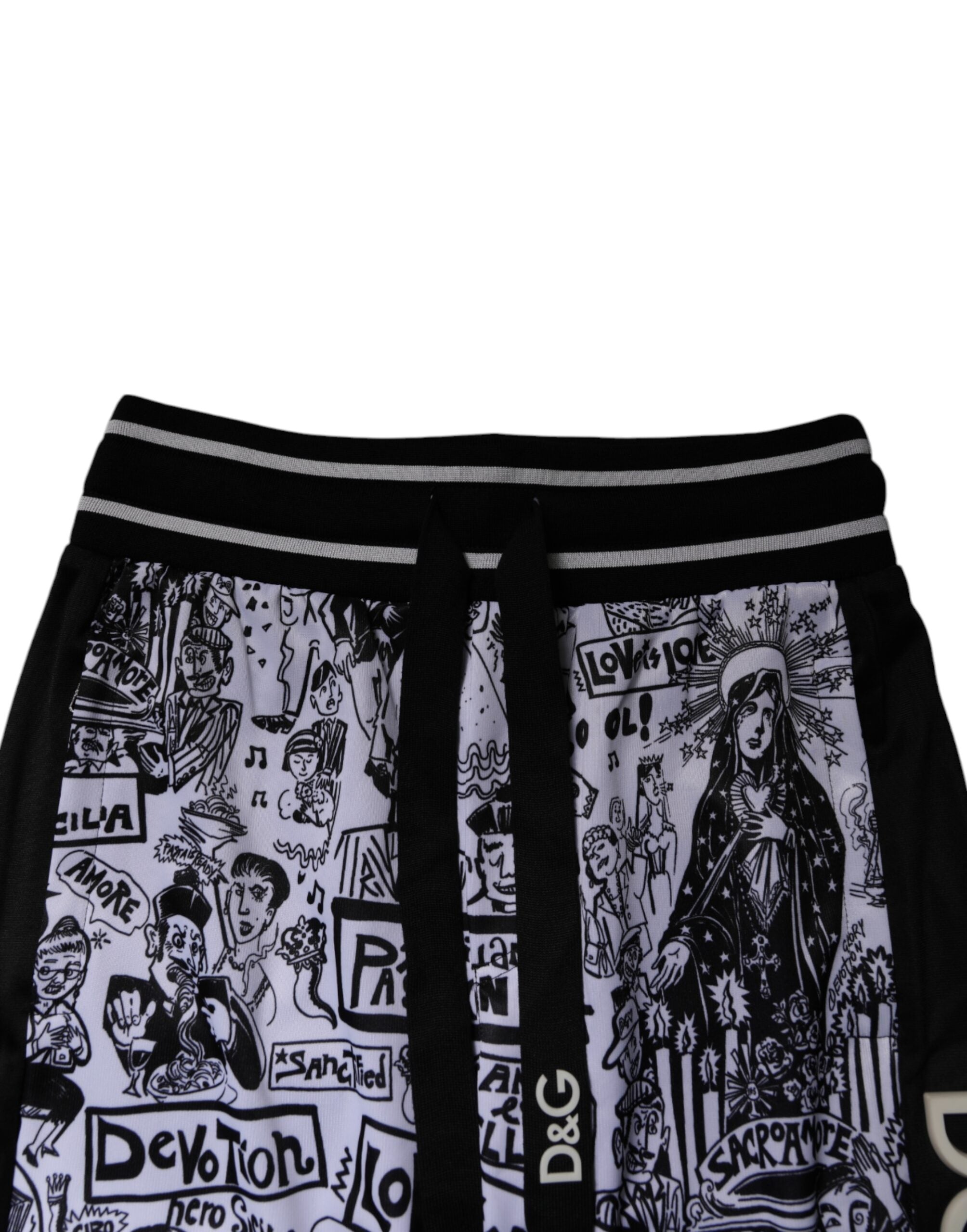Dolce & Gabbana Weiße Graffiti Polyester Jogger Männer Jogginghose Hose