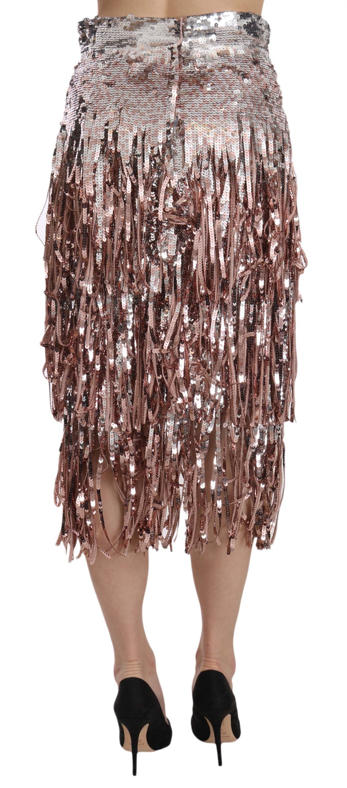 Dolce & Gabbana – Midirock aus Tüll mit Metallic-Pailletten und hoher Taille