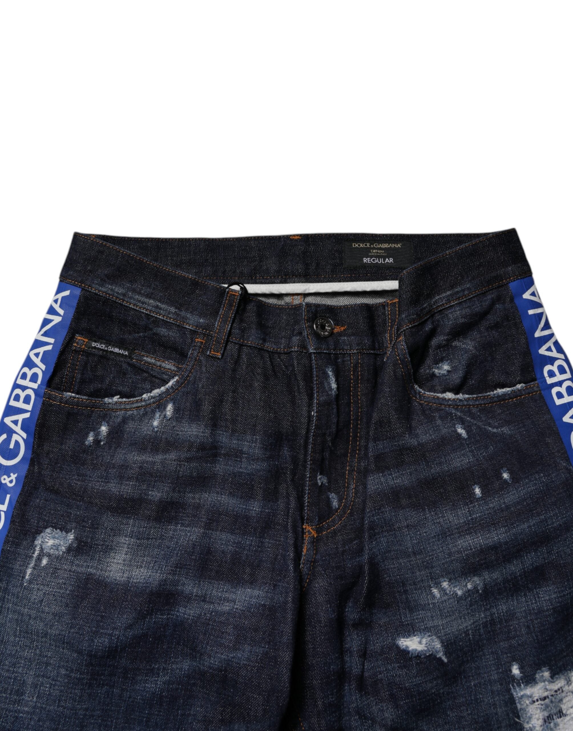 Blugi skinny din denim albastru închis din bumbac Dolce & Gabbana