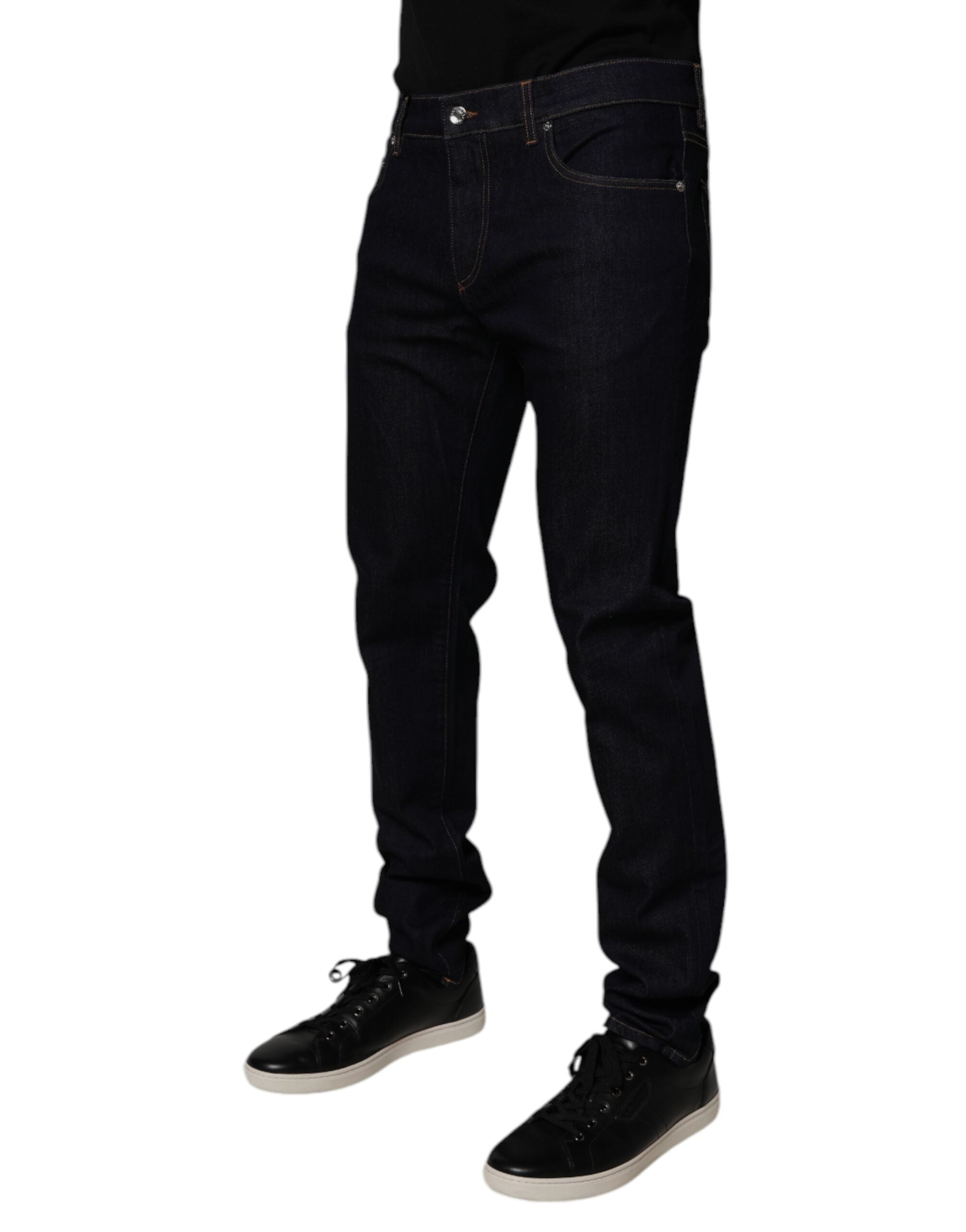 Blugi skinny Dolce & Gabbana din bumbac elastic negru pentru bărbați