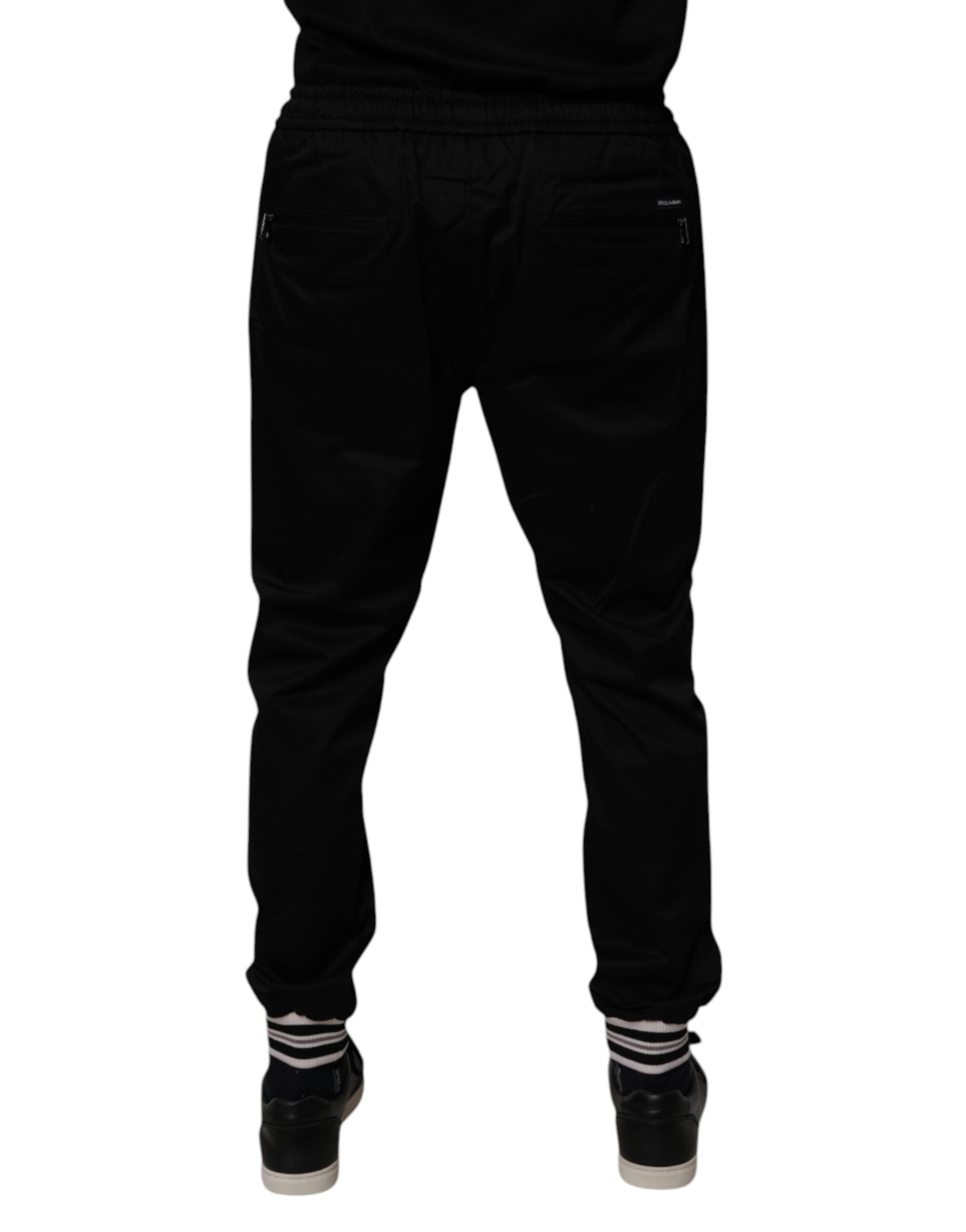 Pantaloni de trening Dolce & Gabbana negri din bumbac elastic