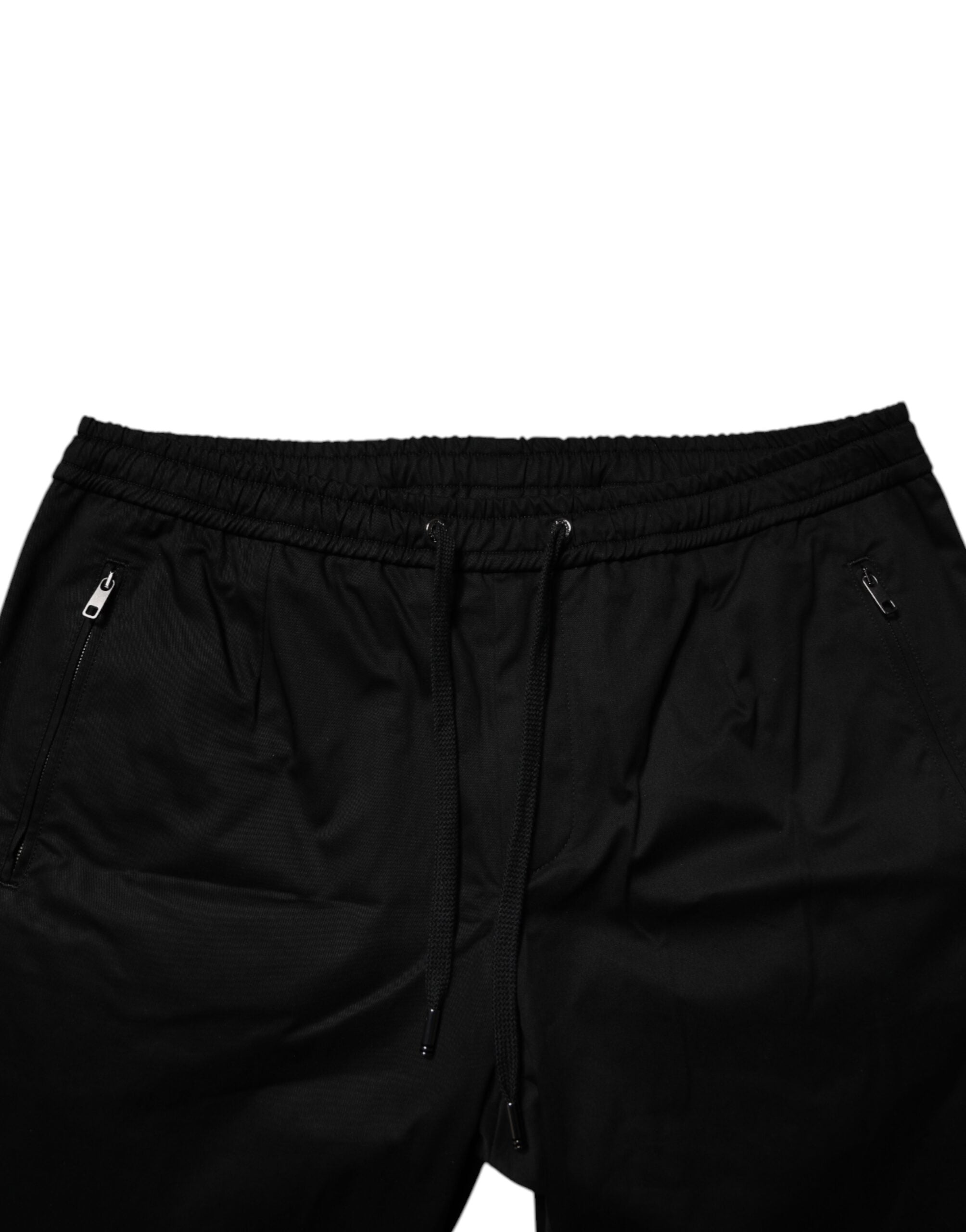 Pantaloni de trening Dolce & Gabbana negri din bumbac elastic