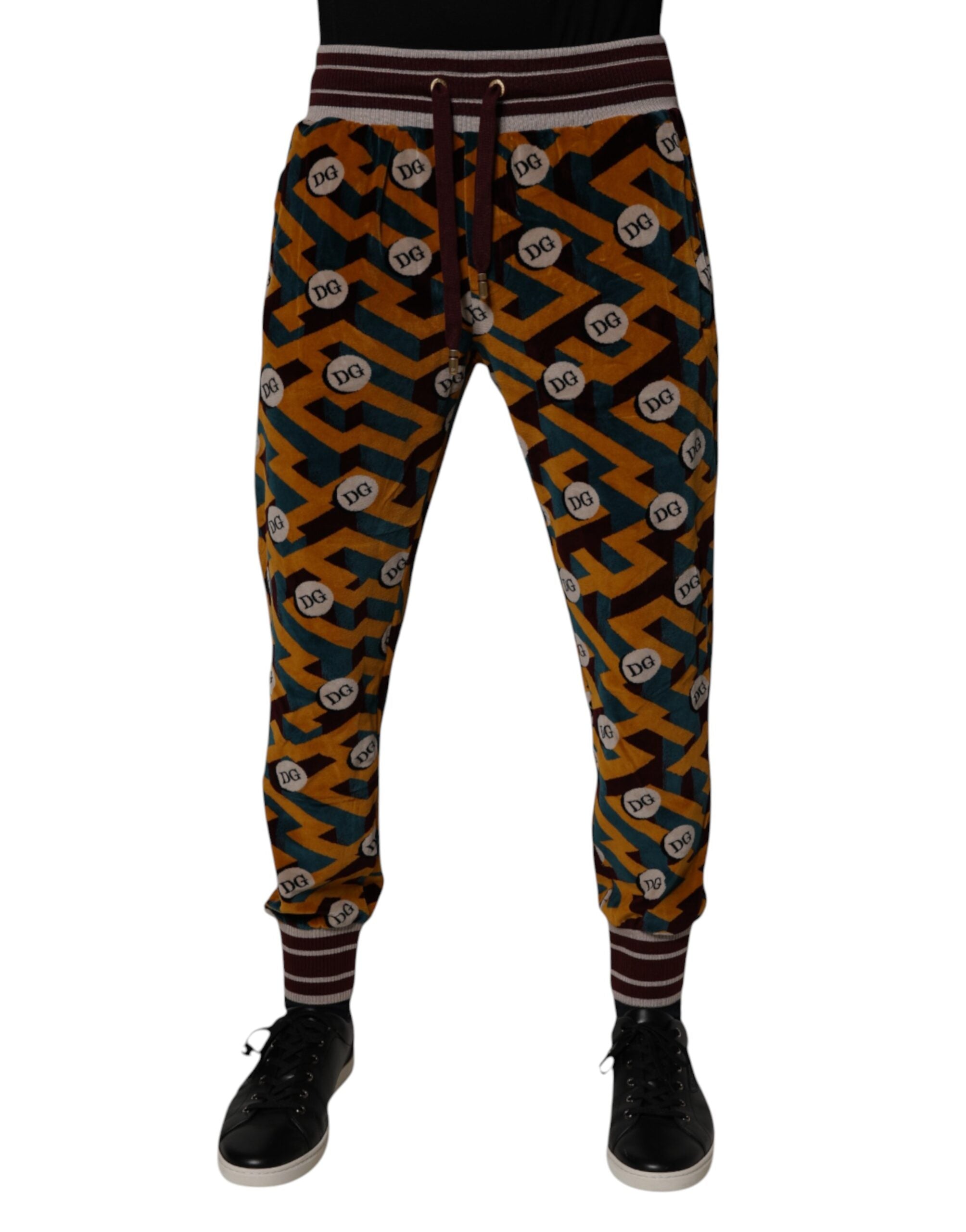 Pantaloni de trening Dolce & Gabbana cu logo multicolor și monogramă