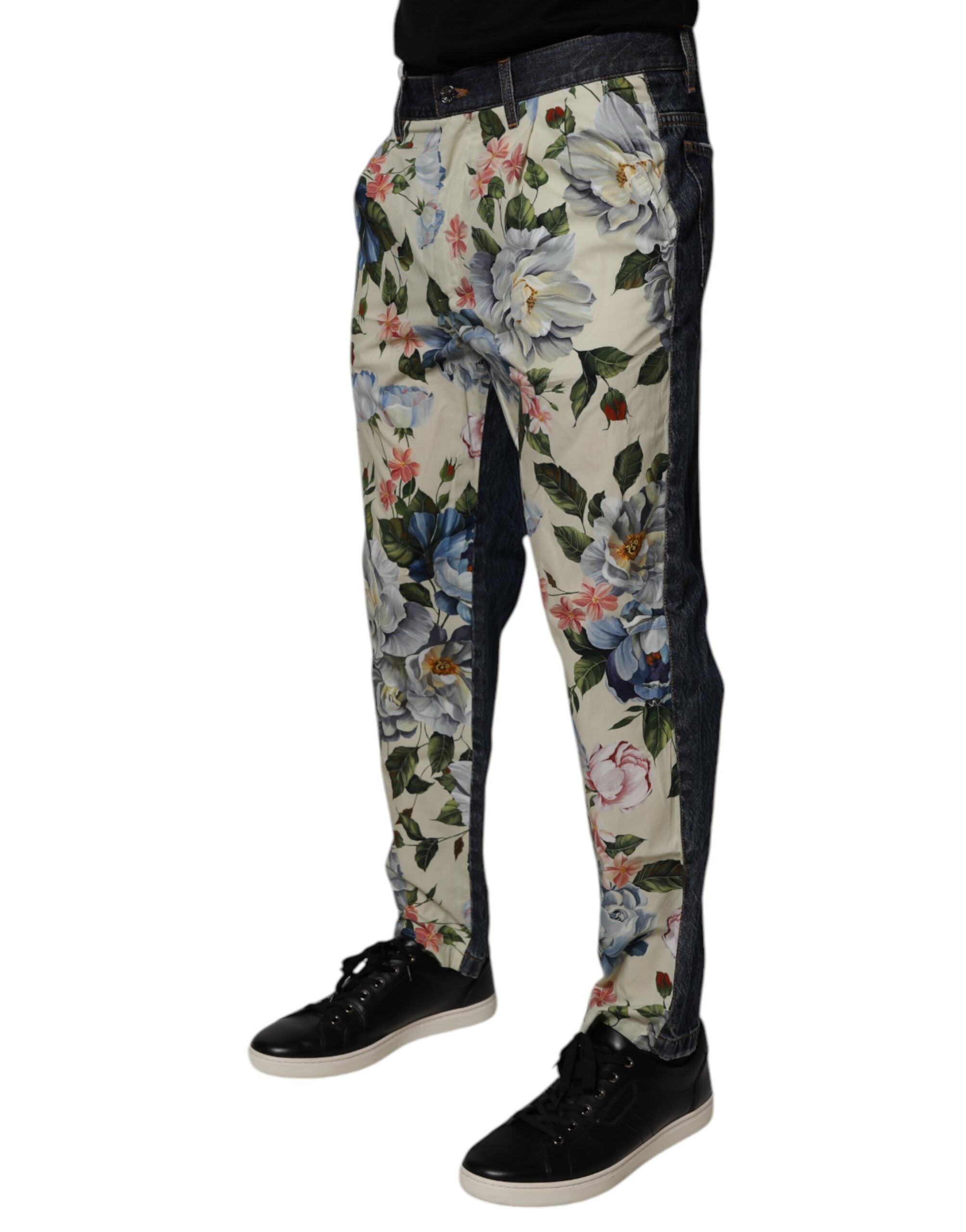Blugi Dolce & Gabbana Bej Albastru Floral din Bumbac pentru Bărbați