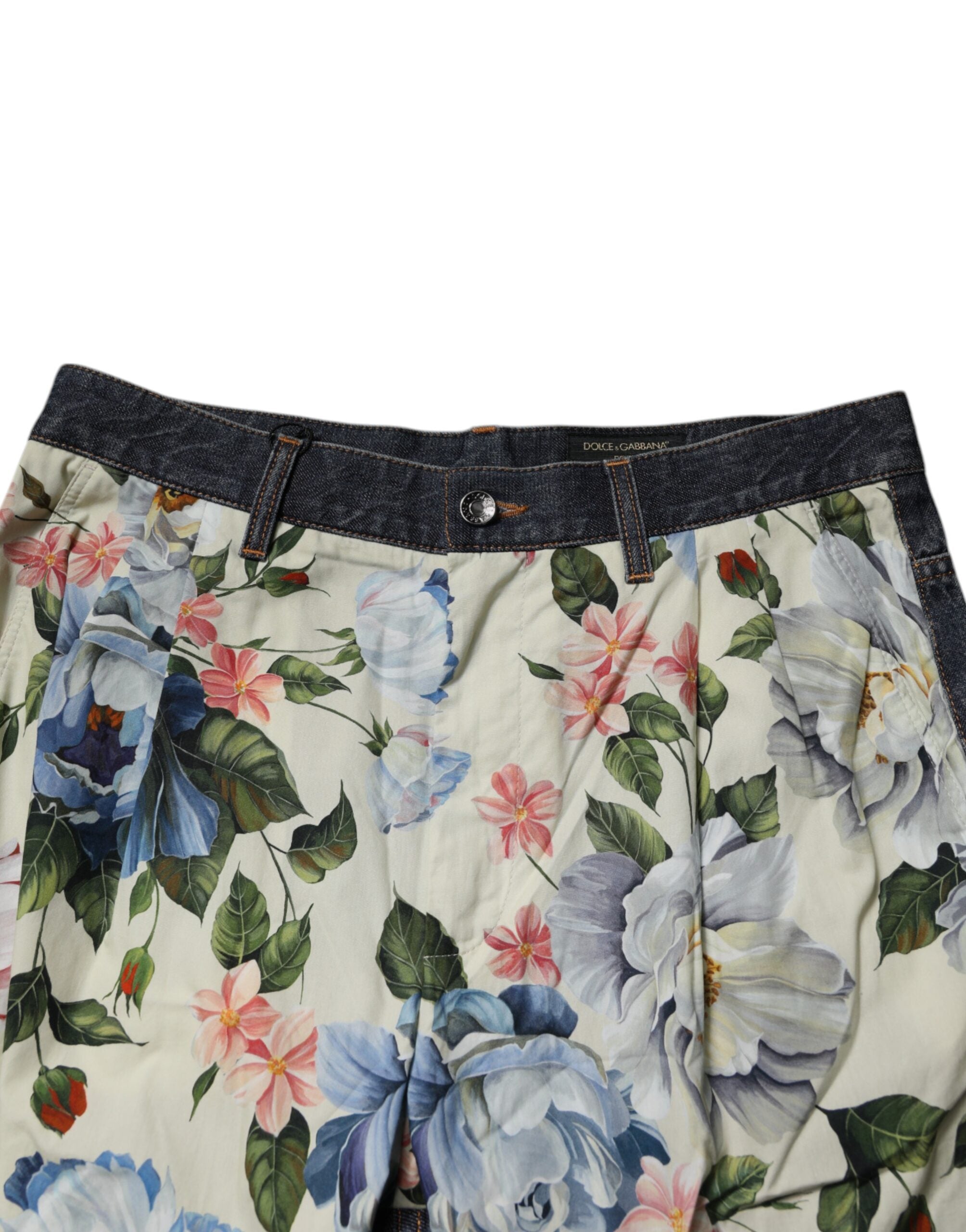 Blugi Dolce & Gabbana Bej Albastru Floral din Bumbac pentru Bărbați