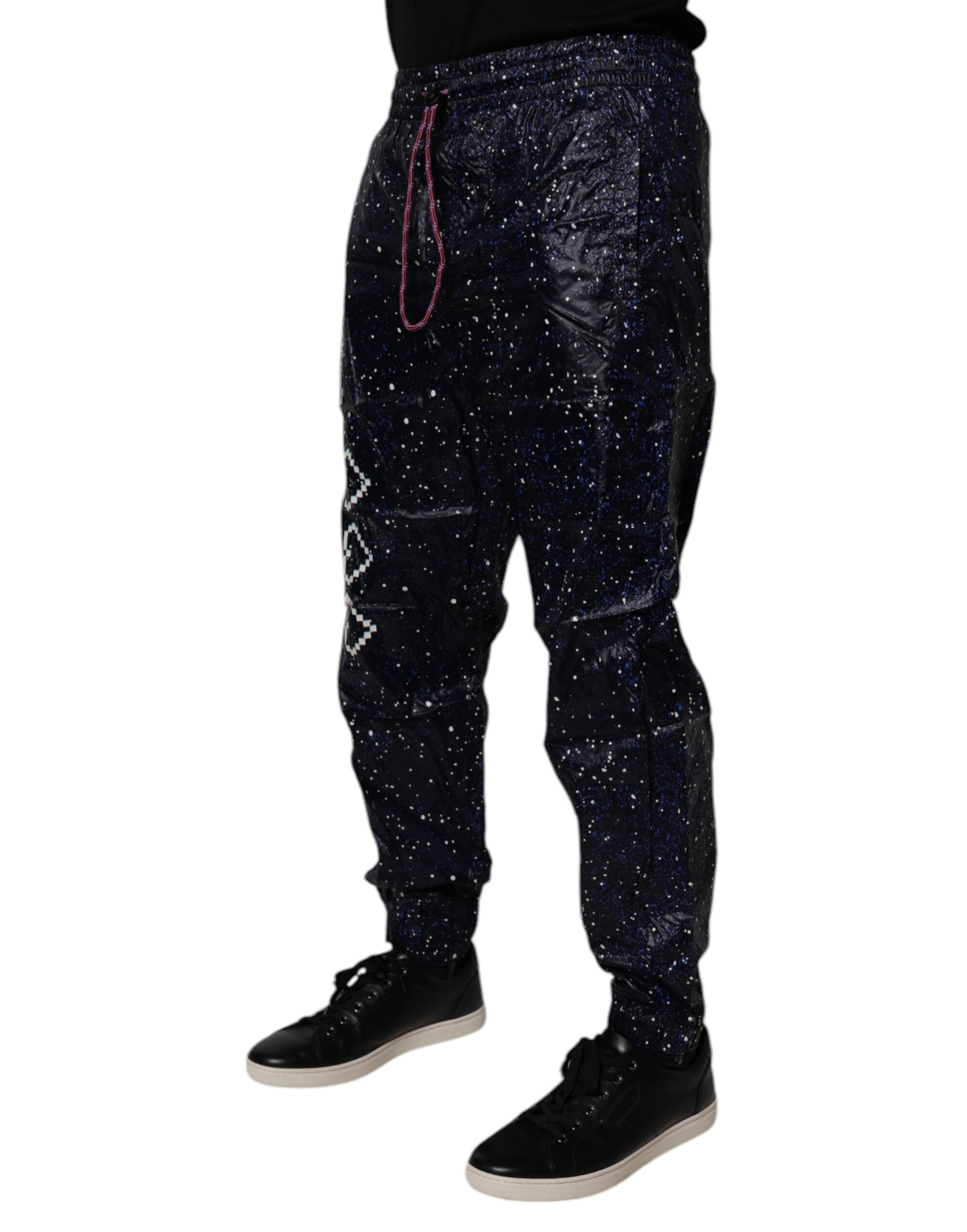 Pantaloni jogger din bumbac Dolce & Gabbana albastru închis cu imprimeu DG Game