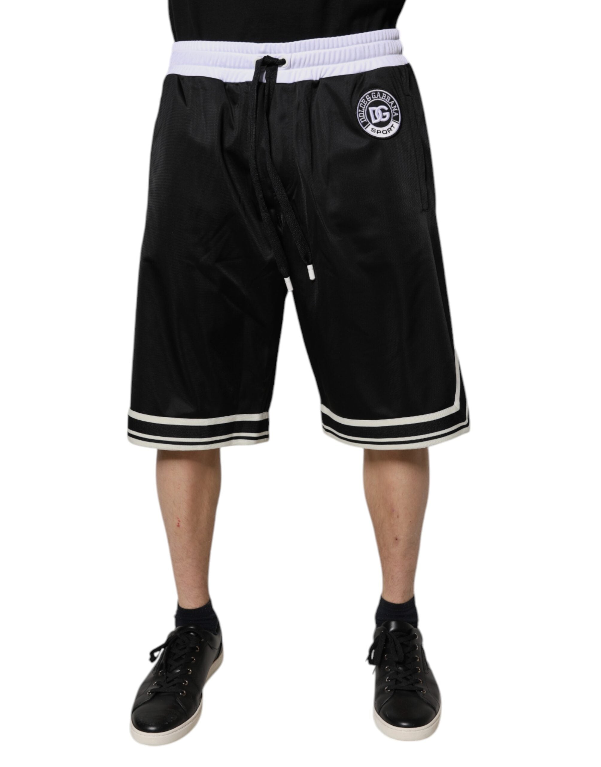 Pantaloni scurți Dolce & Gabbana Negri Albi pentru bărbați Bermuda