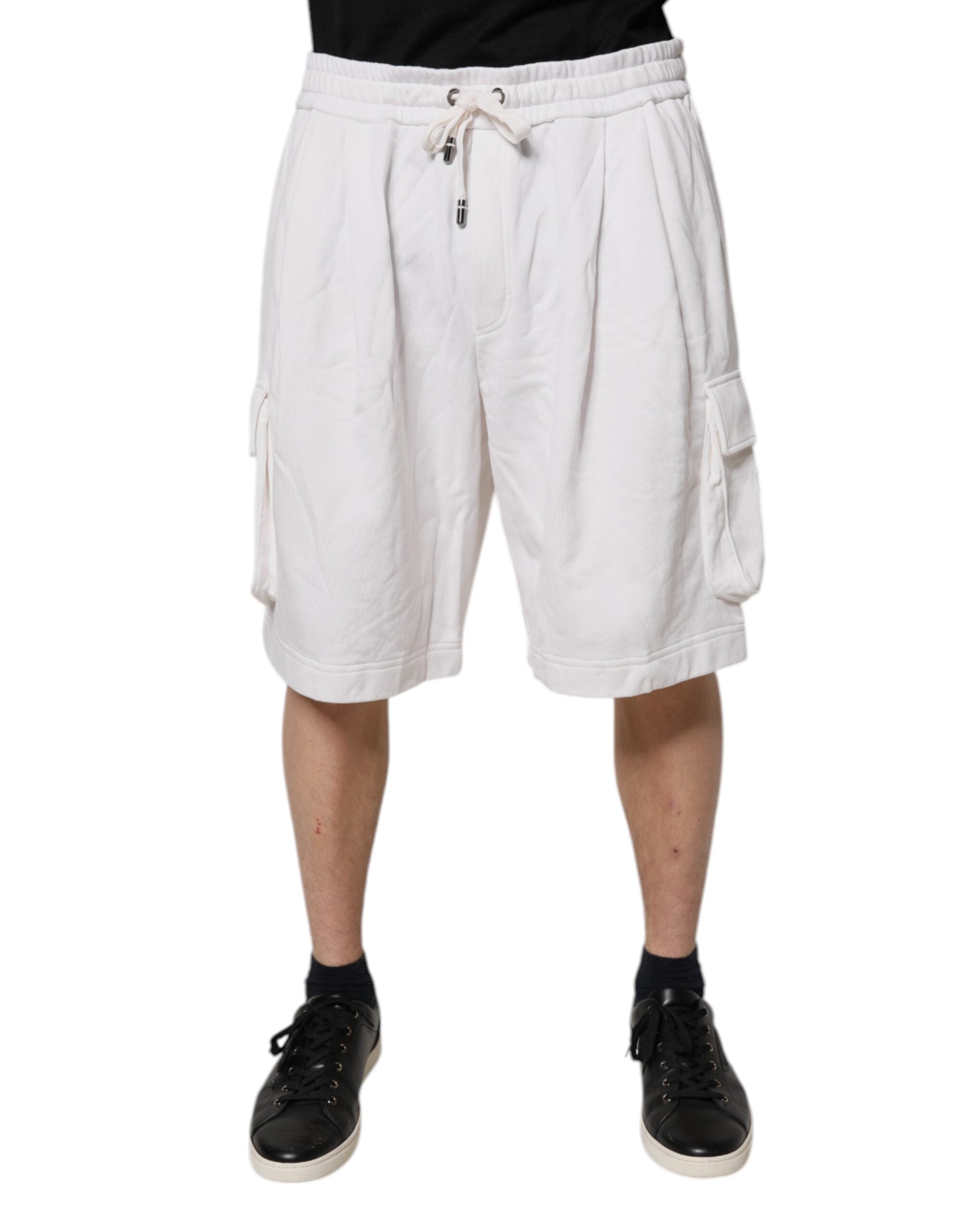 Dolce & Gabbana – Weiße Cargo-Bermuda-Sweatshorts aus Baumwolle