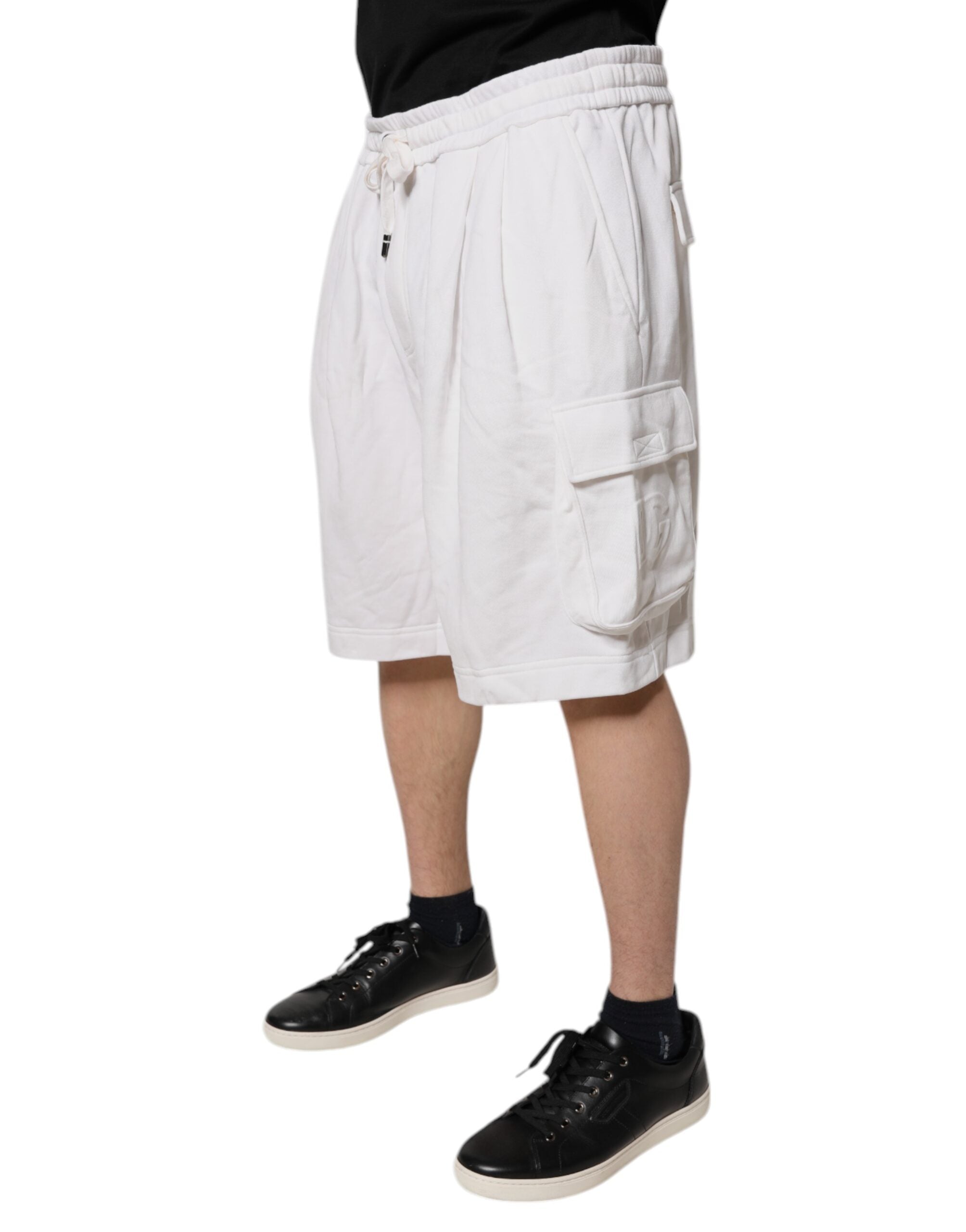 Dolce & Gabbana – Weiße Cargo-Bermuda-Sweatshorts aus Baumwolle