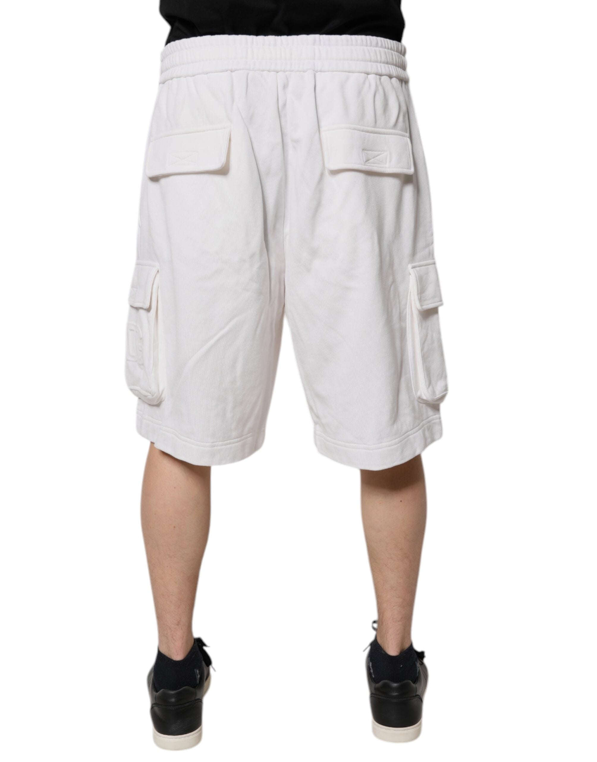 Dolce & Gabbana – Weiße Cargo-Bermuda-Sweatshorts aus Baumwolle
