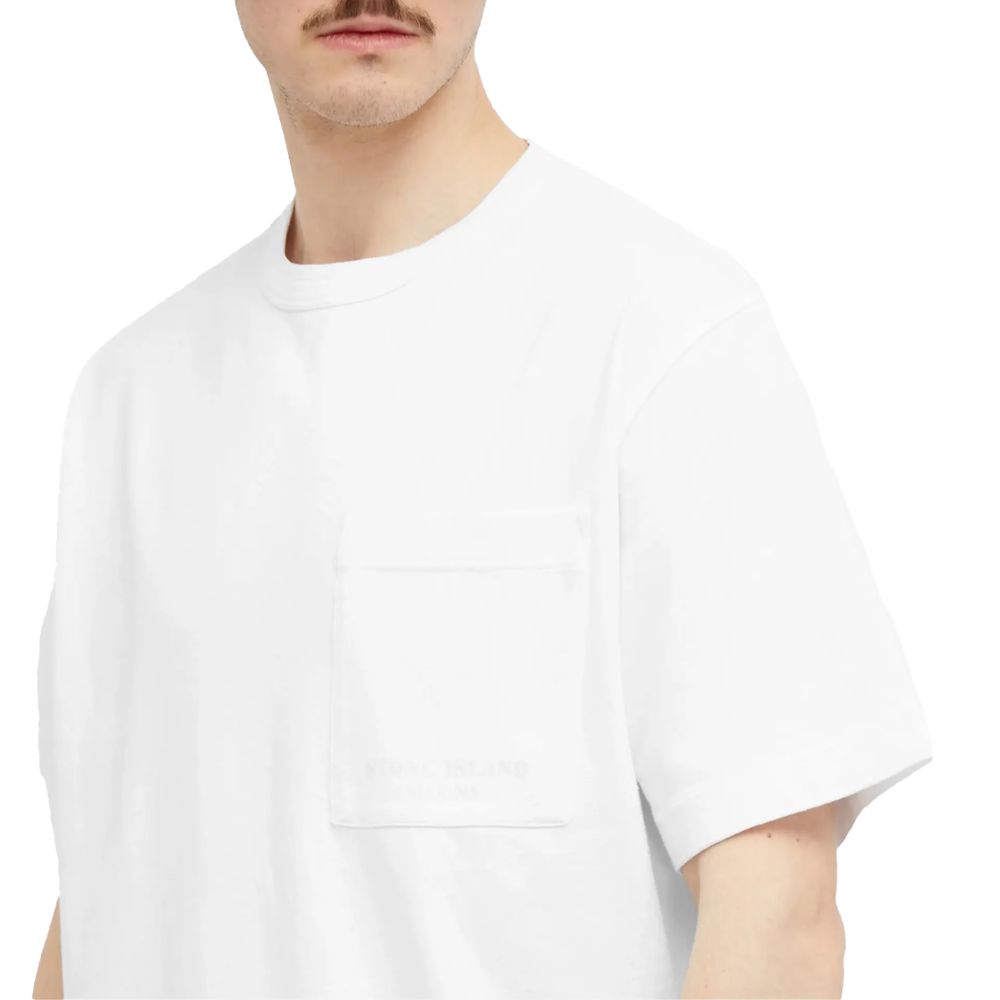 Tricou Stone Island alb din bumbac