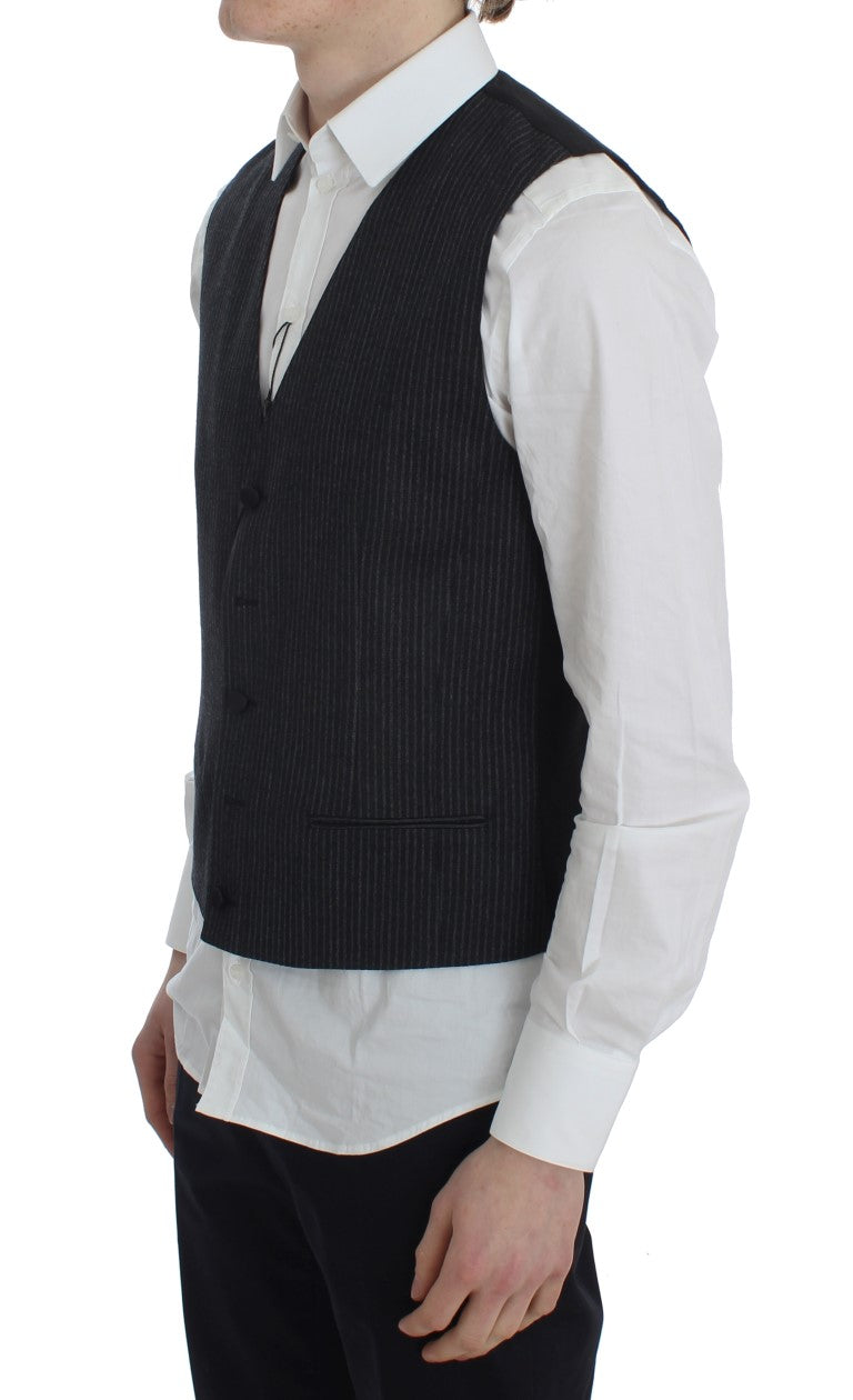 Dolce & Gabbana Elegante grau gestreifte Wollweste
