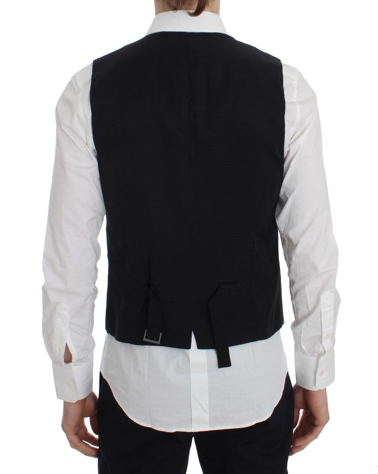 Dolce & Gabbana Elegante grau gestreifte Wollweste