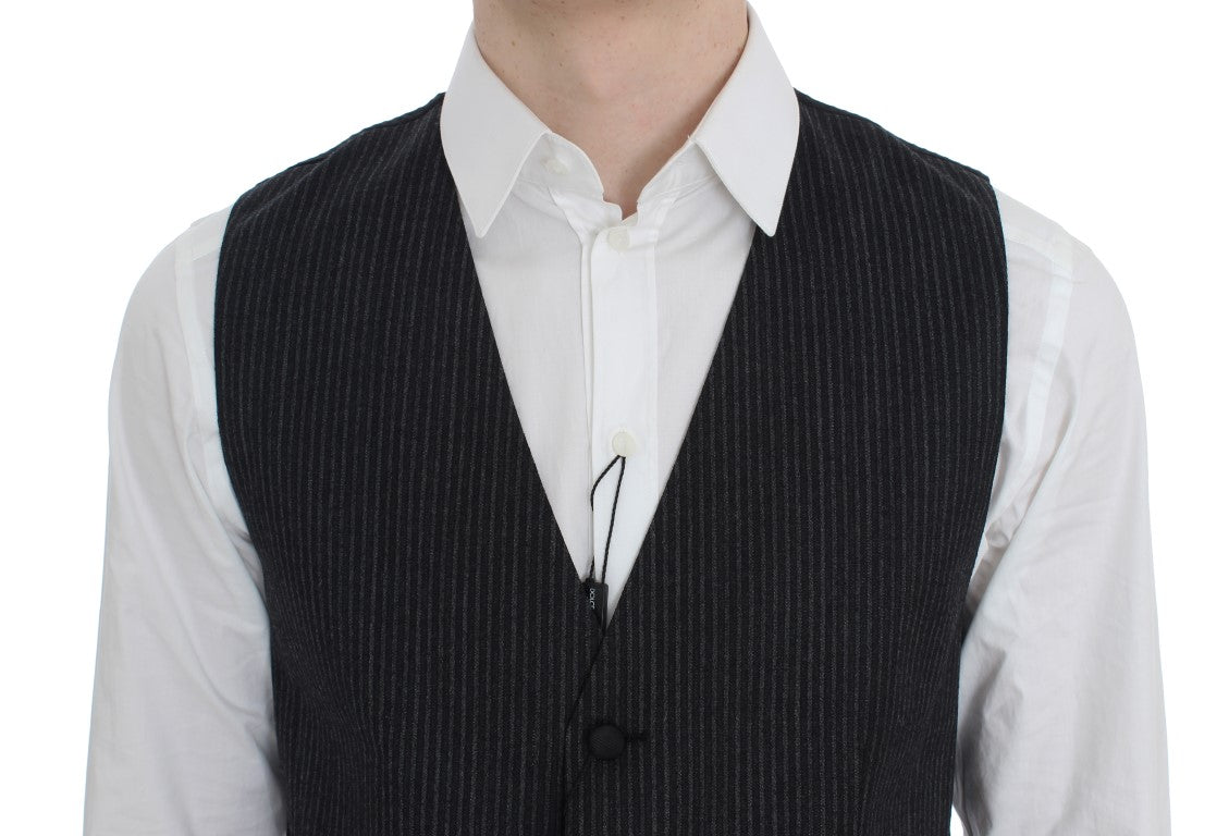 Dolce & Gabbana Elegante grau gestreifte Wollweste
