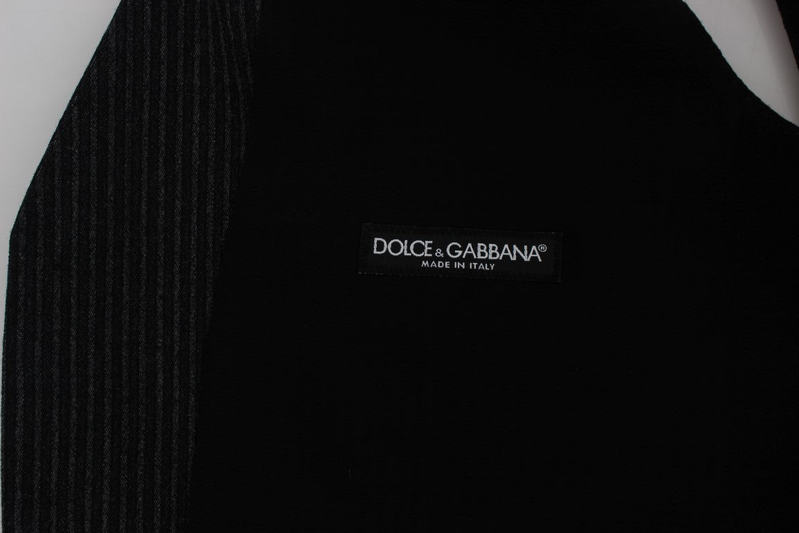 Dolce & Gabbana Elegante grau gestreifte Wollweste