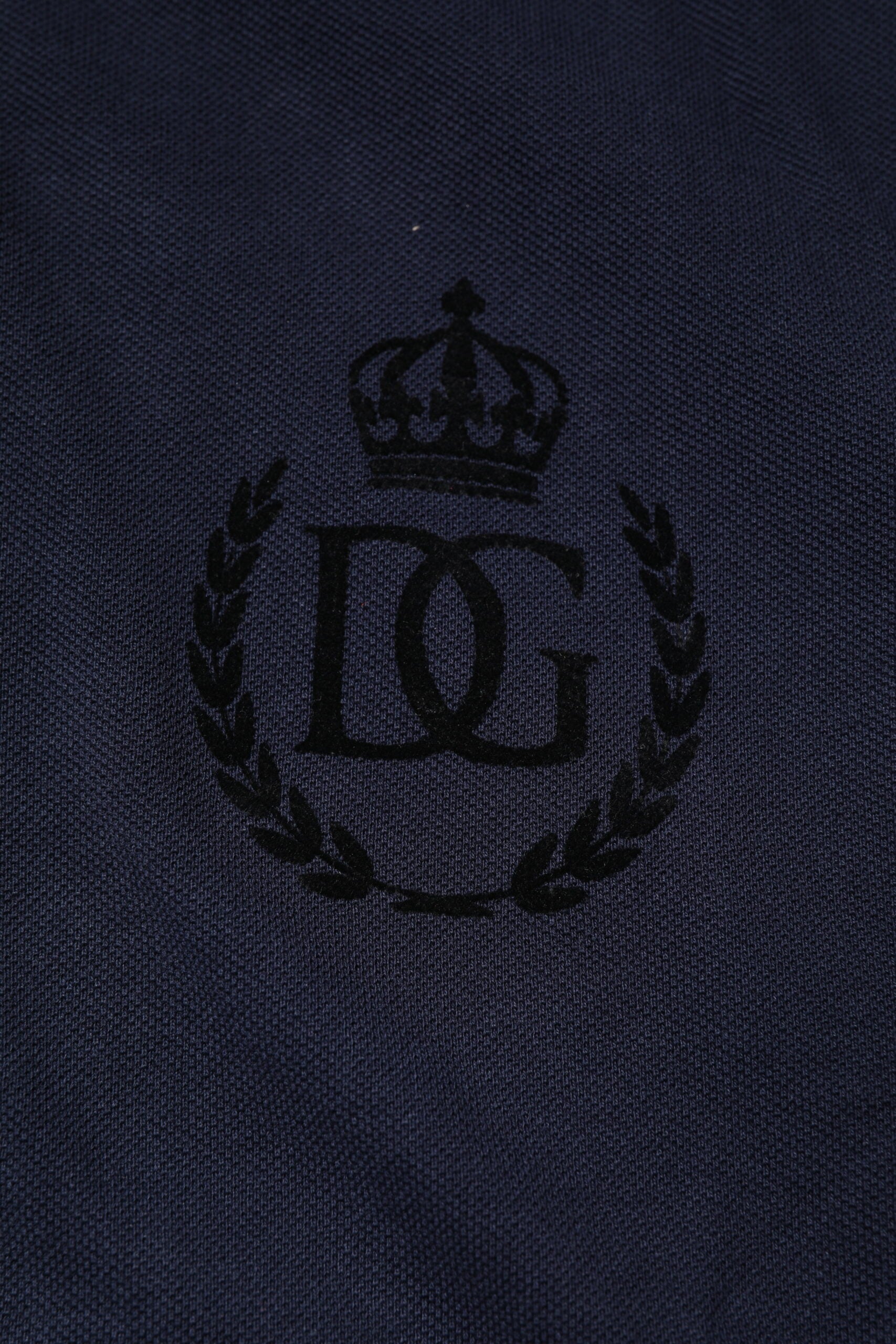 Dolce & Gabbana – Dunkelblaues Poloshirt aus Baumwolle mit Kronenkragen