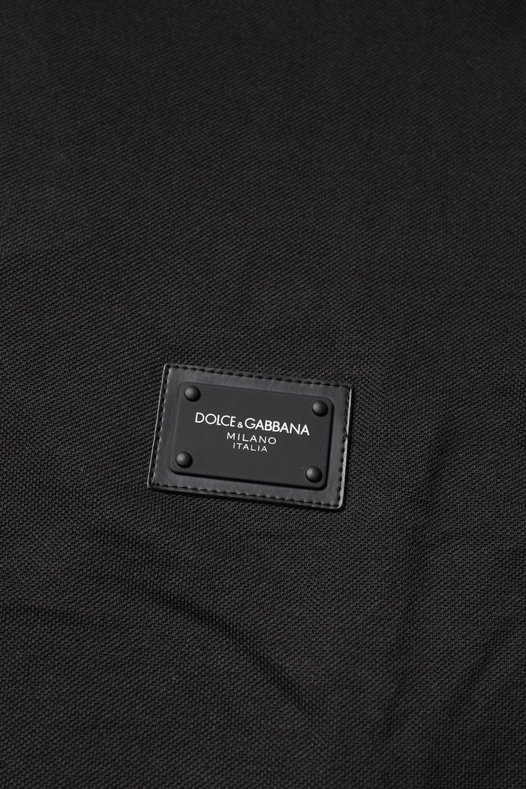 Dolce & Gabbana Dunkelgraues Poloshirt aus Baumwolle mit Logo-Plakette für Herren