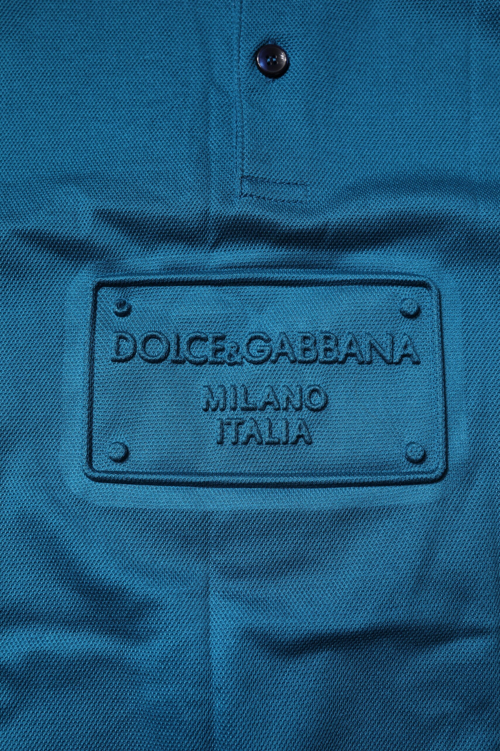 Dolce & Gabbana Blaues Poloshirt aus Baumwolle mit Logo für Herren