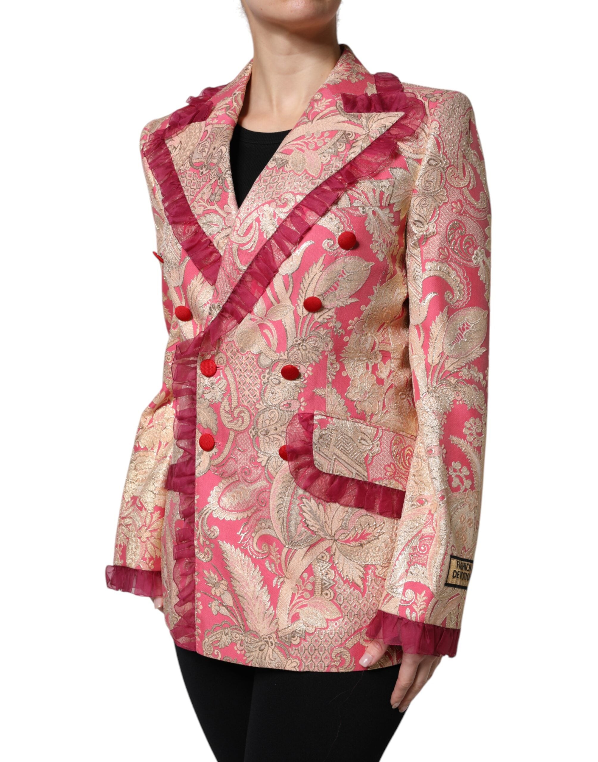 Dolce & Gabbana Jachetă-sacou din nailon jacquard roz auriu