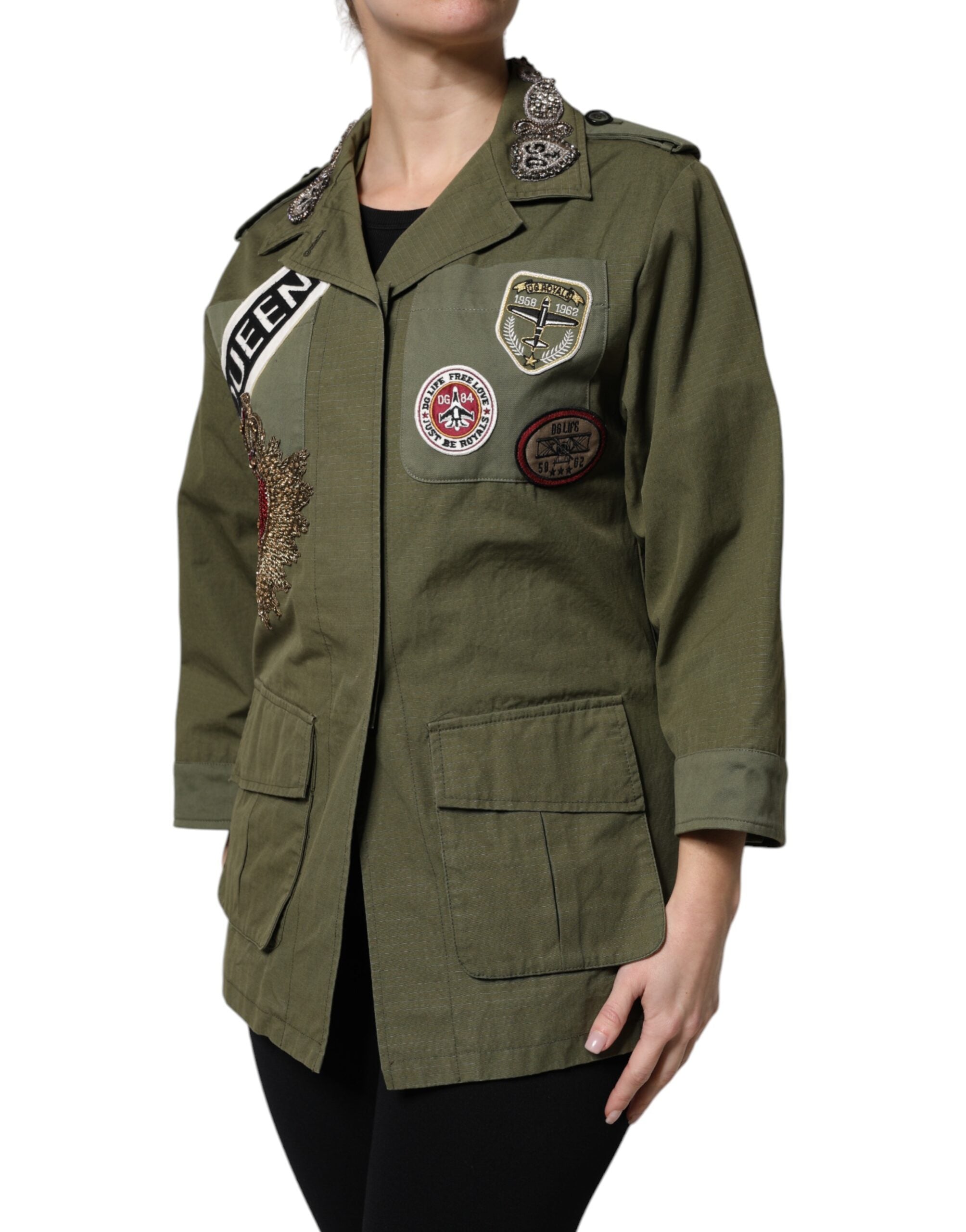 Dolce & Gabbana – Militärgrüne, verzierte Manteljacke „Queen“