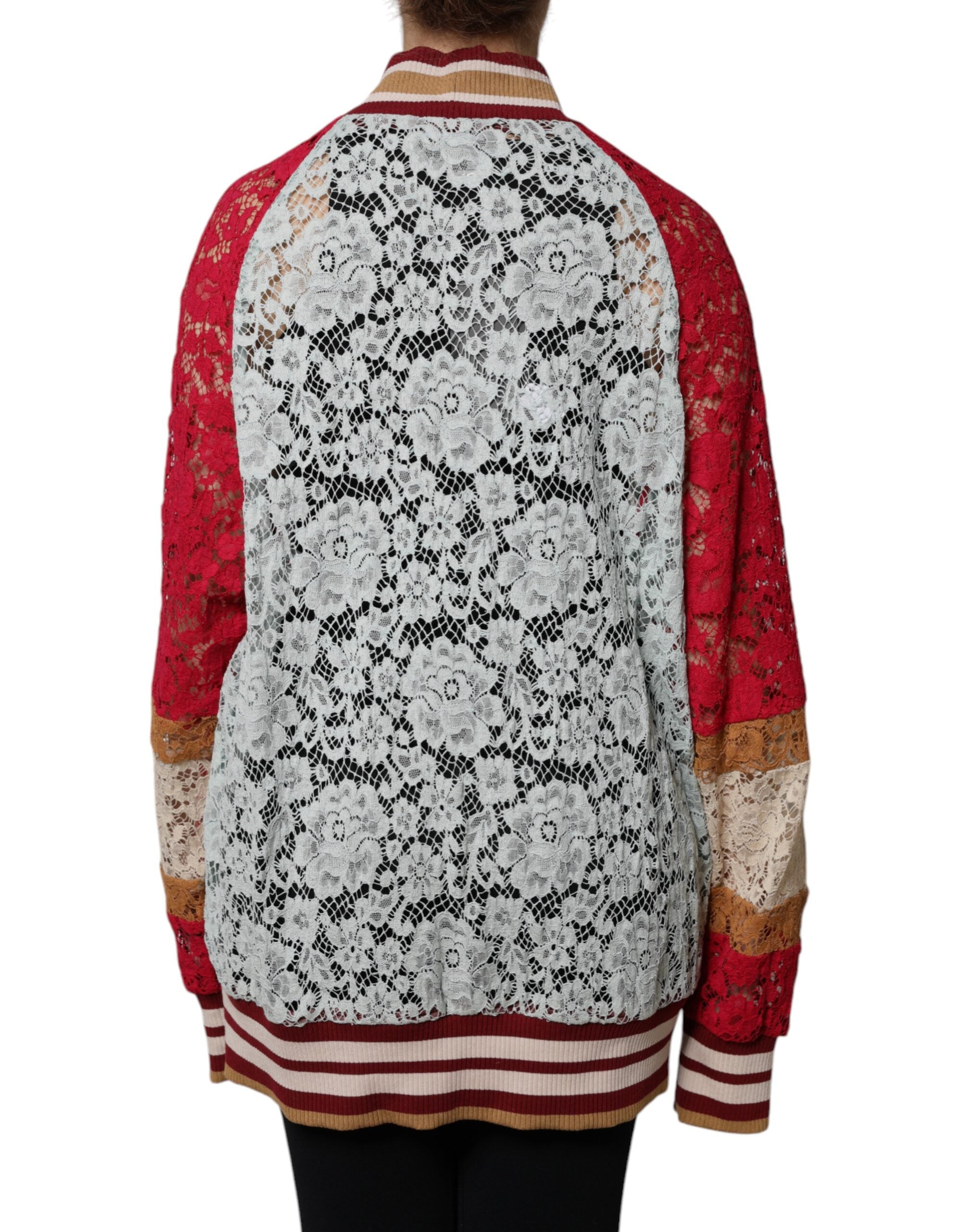 Cardigan Dolce & Gabbana cu imprimeu floral multicolor și dantela