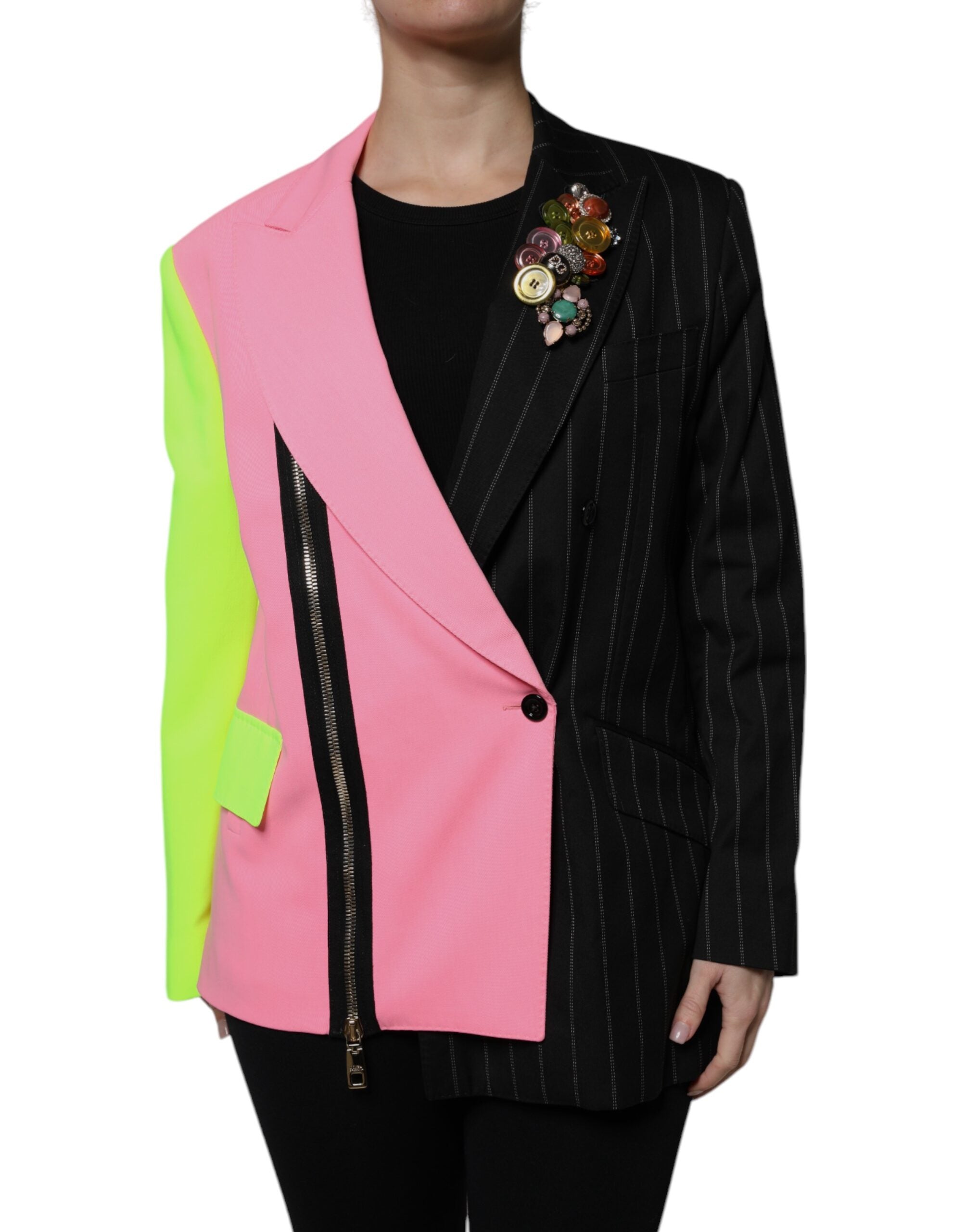 Dolce & Gabbana – Mehrfarbige Manteljacke mit Patchwork-Verzierung
