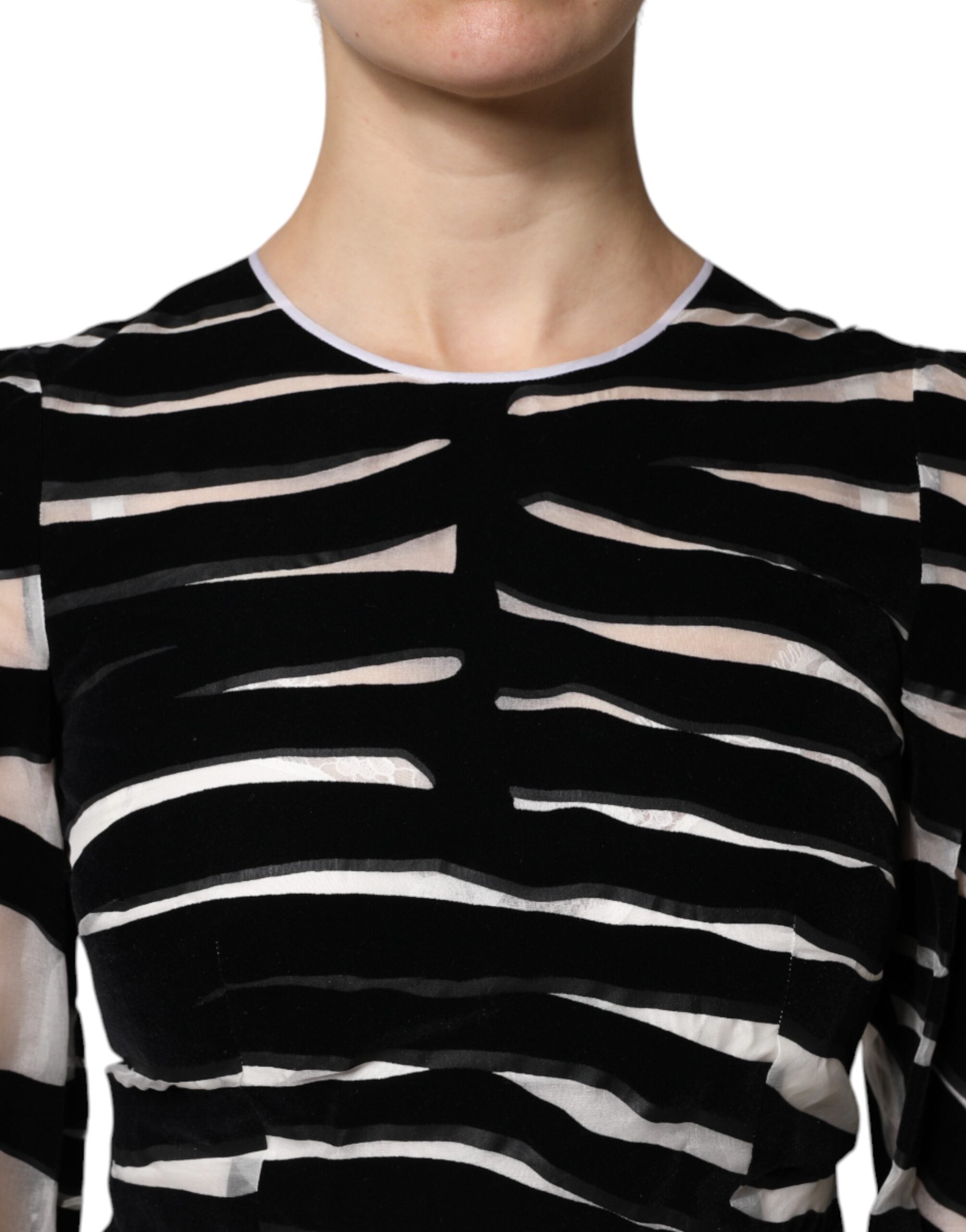 Dolce & Gabbana – A-Linien-Etui-Minikleid mit Zebramuster in Schwarz und Weiß