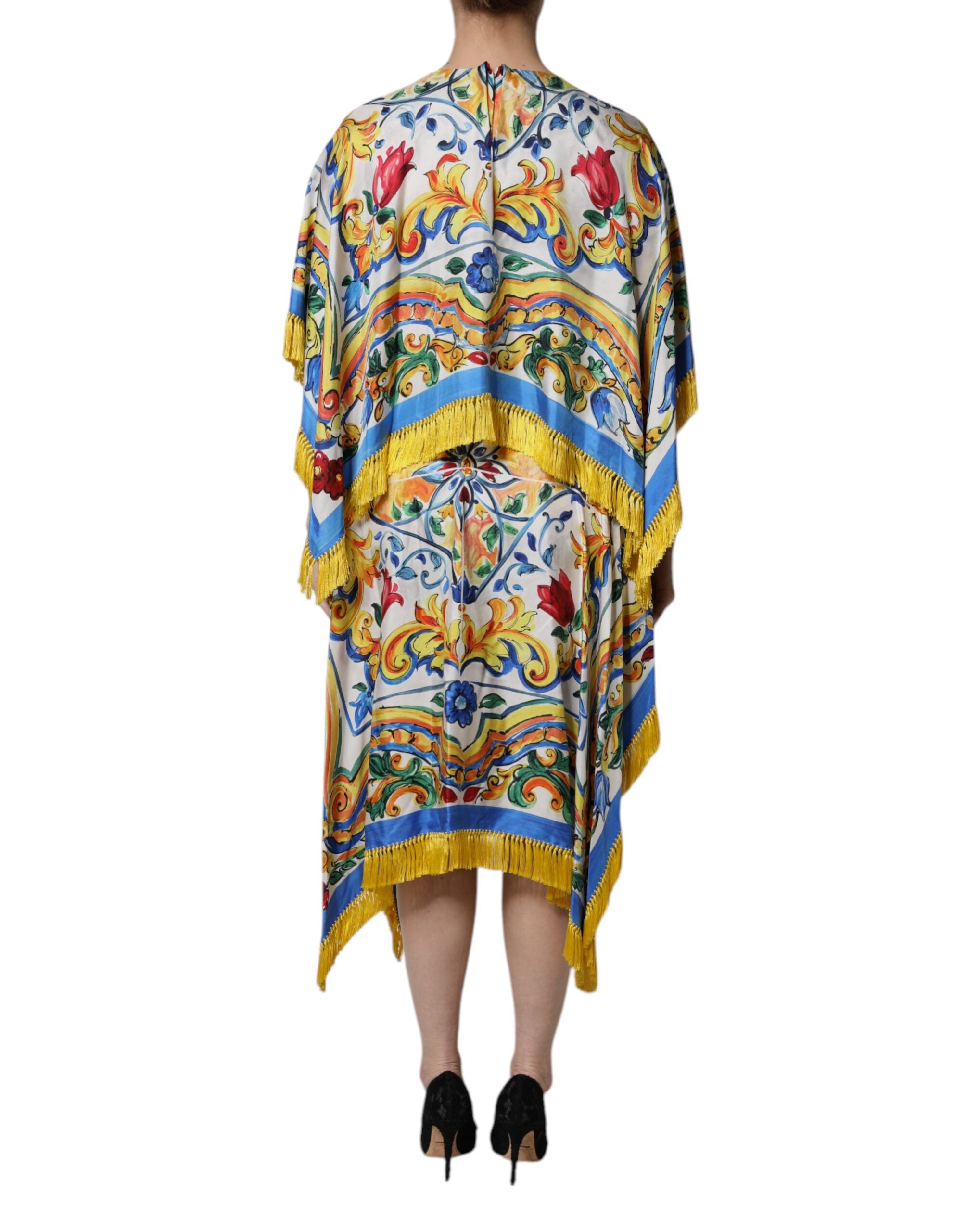 Rochie maxi Dolce & Gabbana cu mâneci scurte și imprimeu kaftan Majolic multicolor