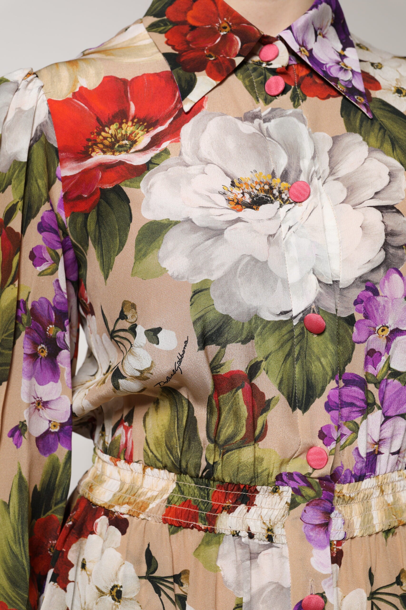 Rochie Dolce & Gabbana cu imprimeu floral multicolor și picior larg