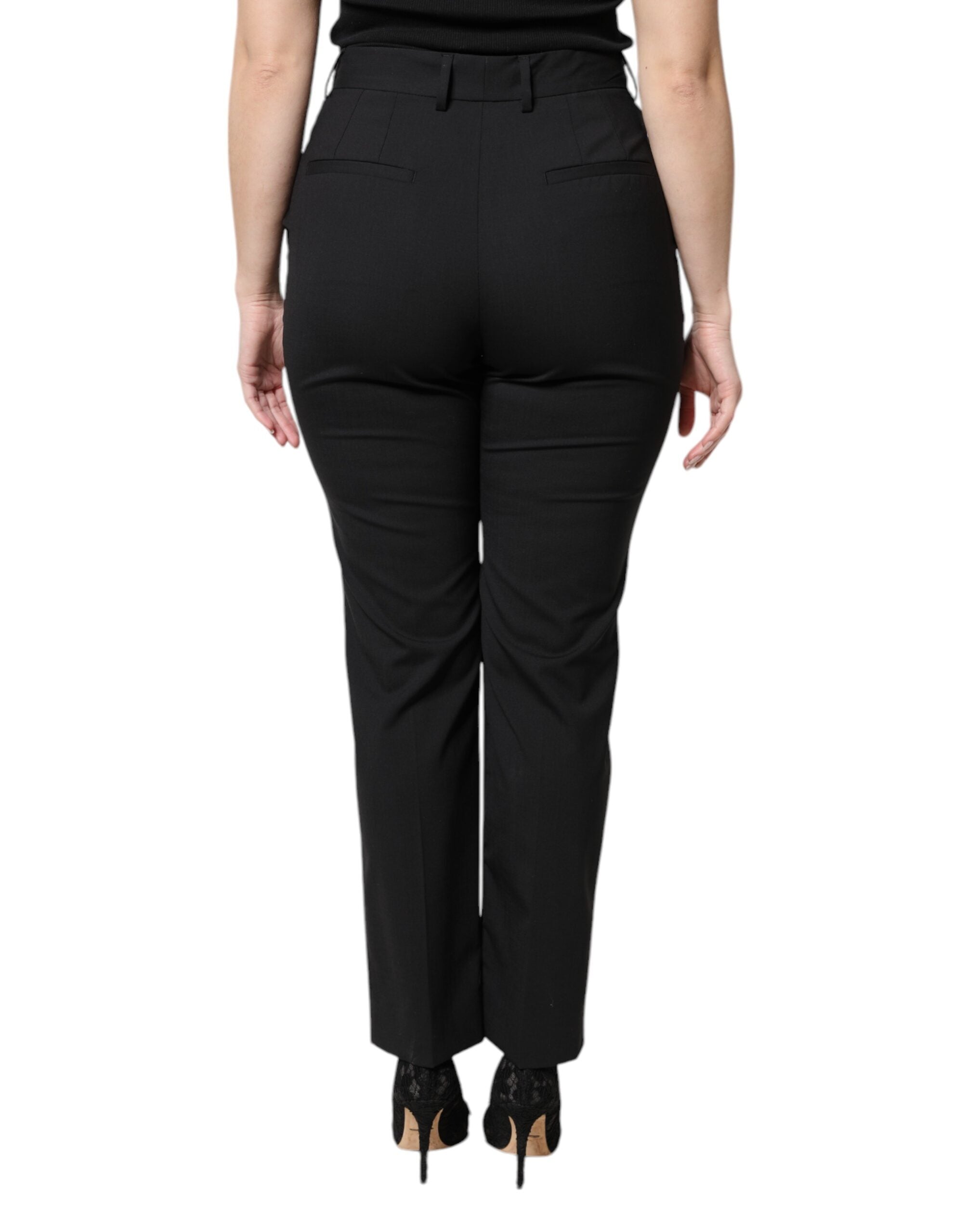 Dolce & Gabbana Schwarze Anzughose aus Polyester mit hoher Taille